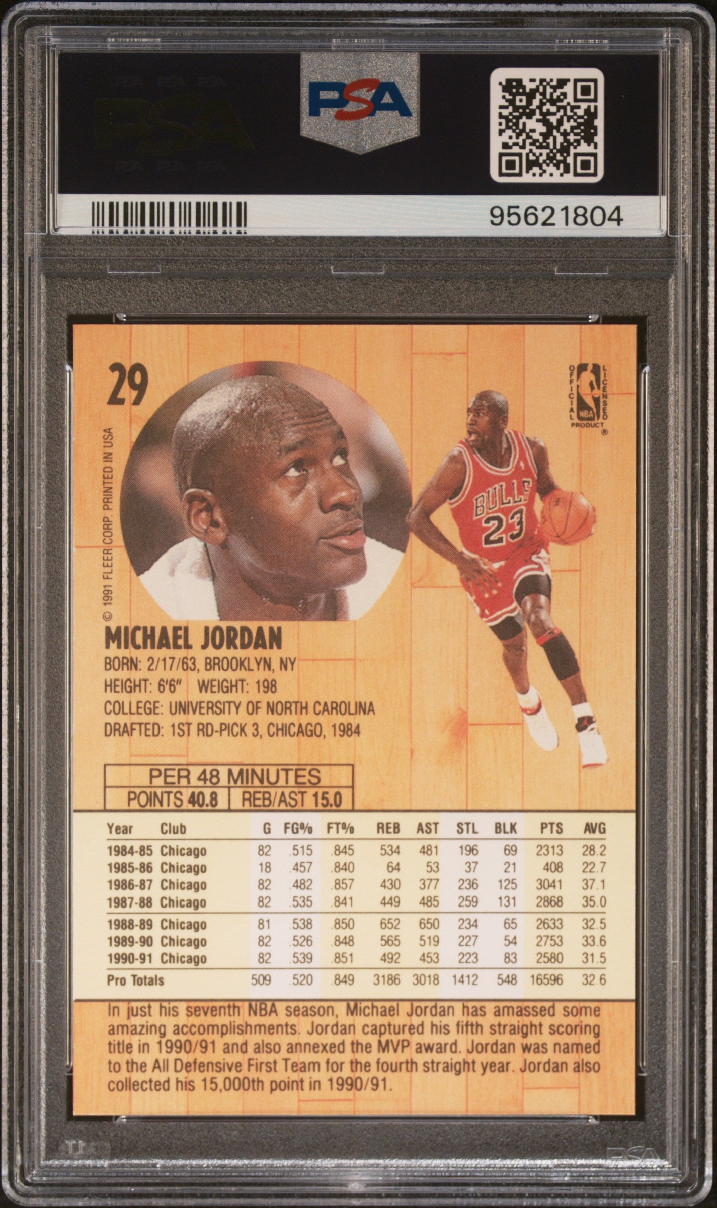 Michael Jordan 1991 Fleer #29 PSA 10 Gem Mint