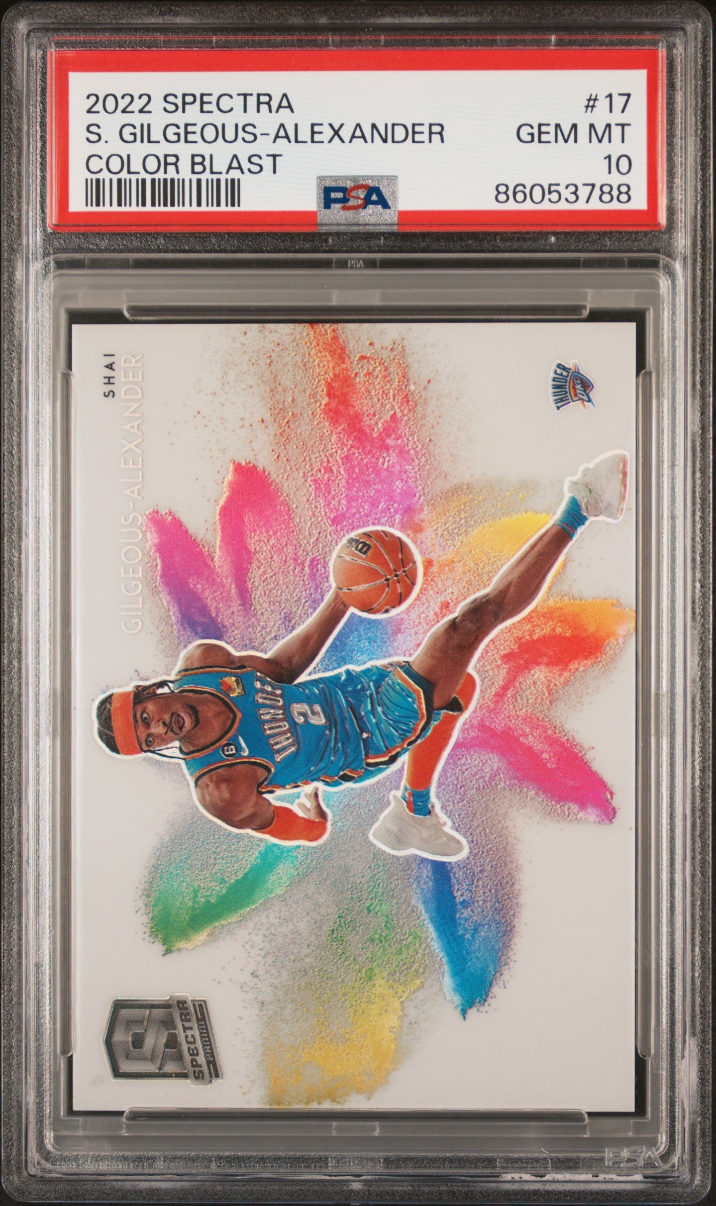Shai Gilgeous-Alexander 2022 Panini Spectra Color Blast PSA 10 Gem Mint