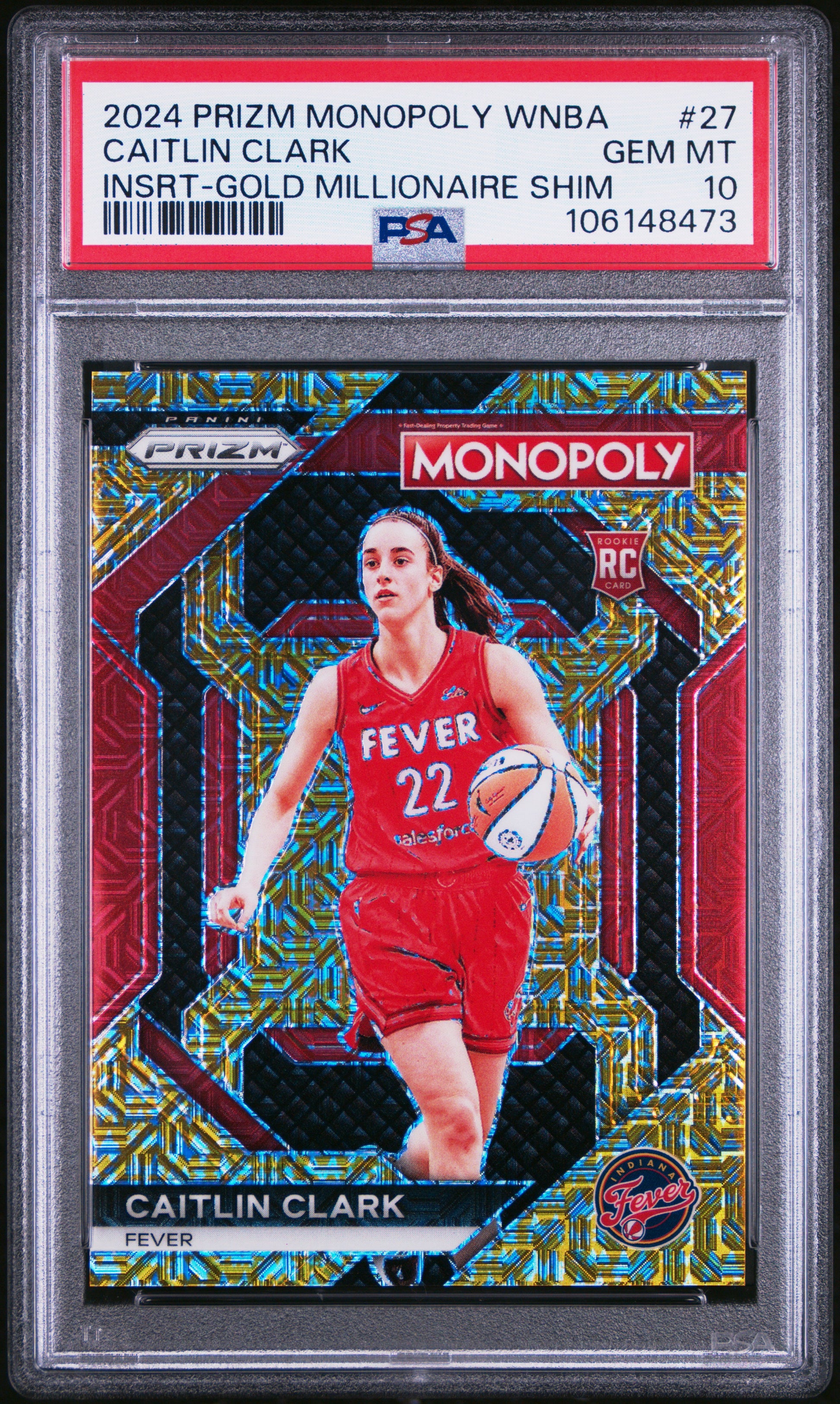 Caitlin Clark 2024 Panini Prizm Monopoly Gold Shimmer #341/500 PSA 10 Gem Mint