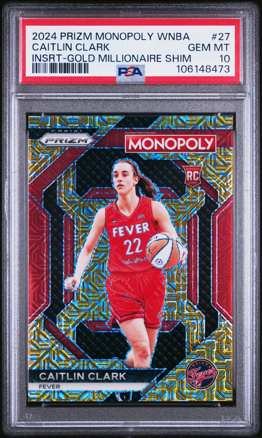 Caitlin Clark 2024 Panini Prizm Monopoly Gold Shimmer #341/500 PSA 10 Gem Mint