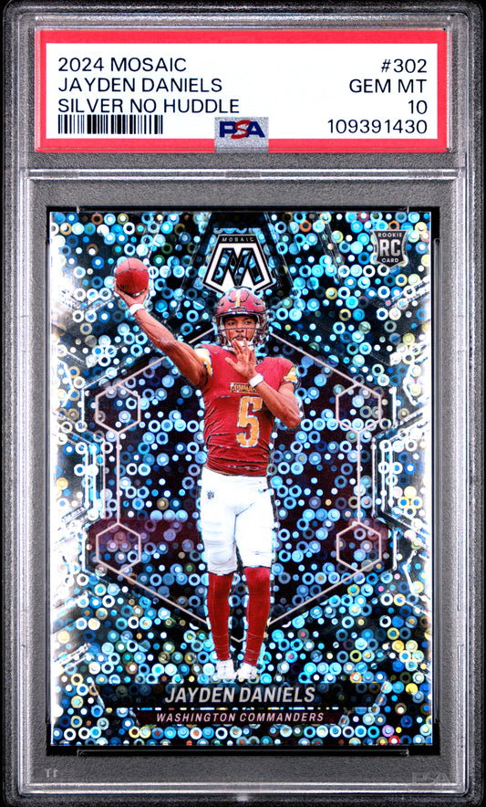 Jayden Daniels 2024 Panini Mosaic Silver No Huddle #302 PSA 10 Gem Mint