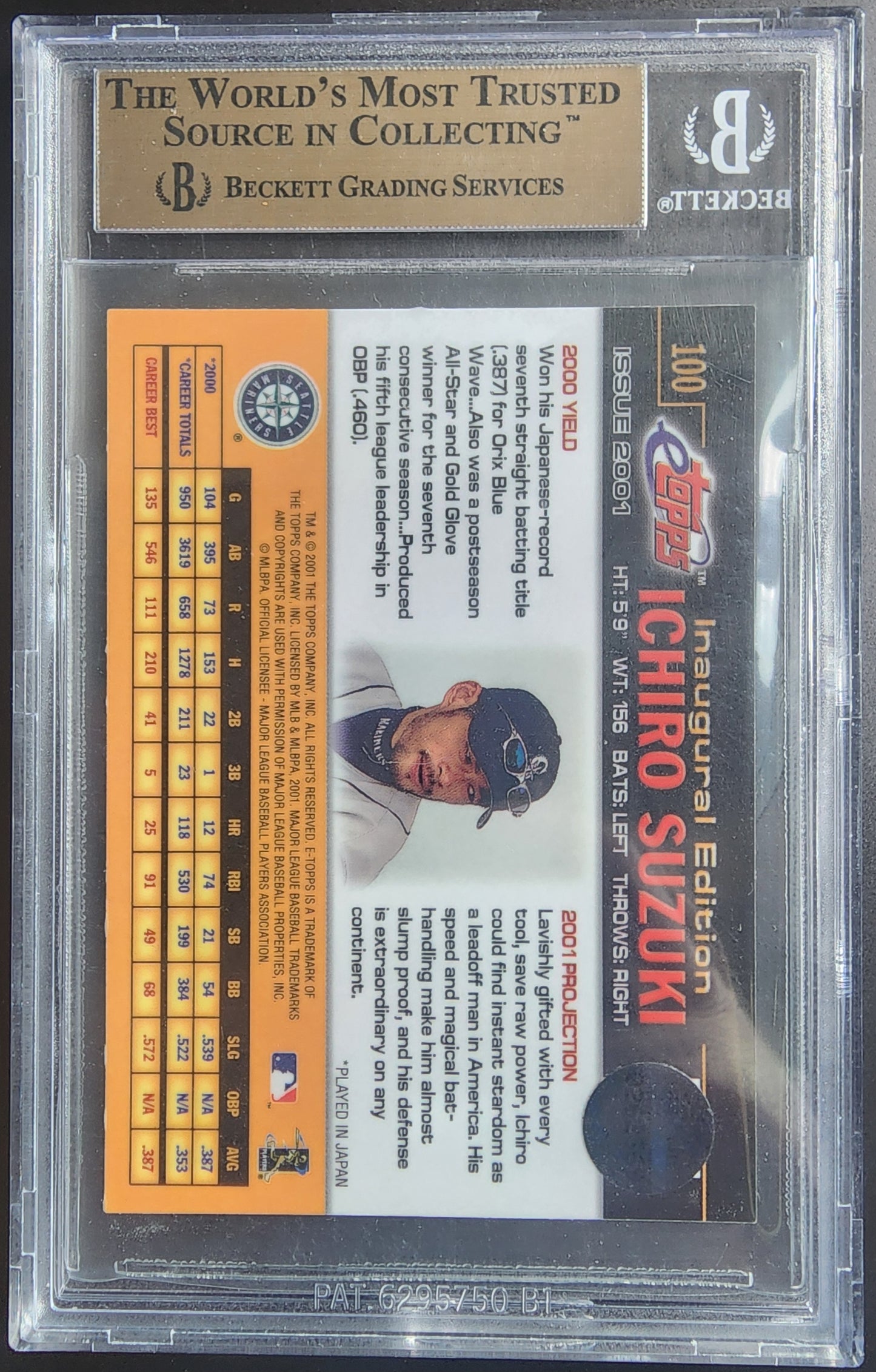 Ichiro Suzuki 2001 E-Topps #100 BGS 9.5 Gem Mint