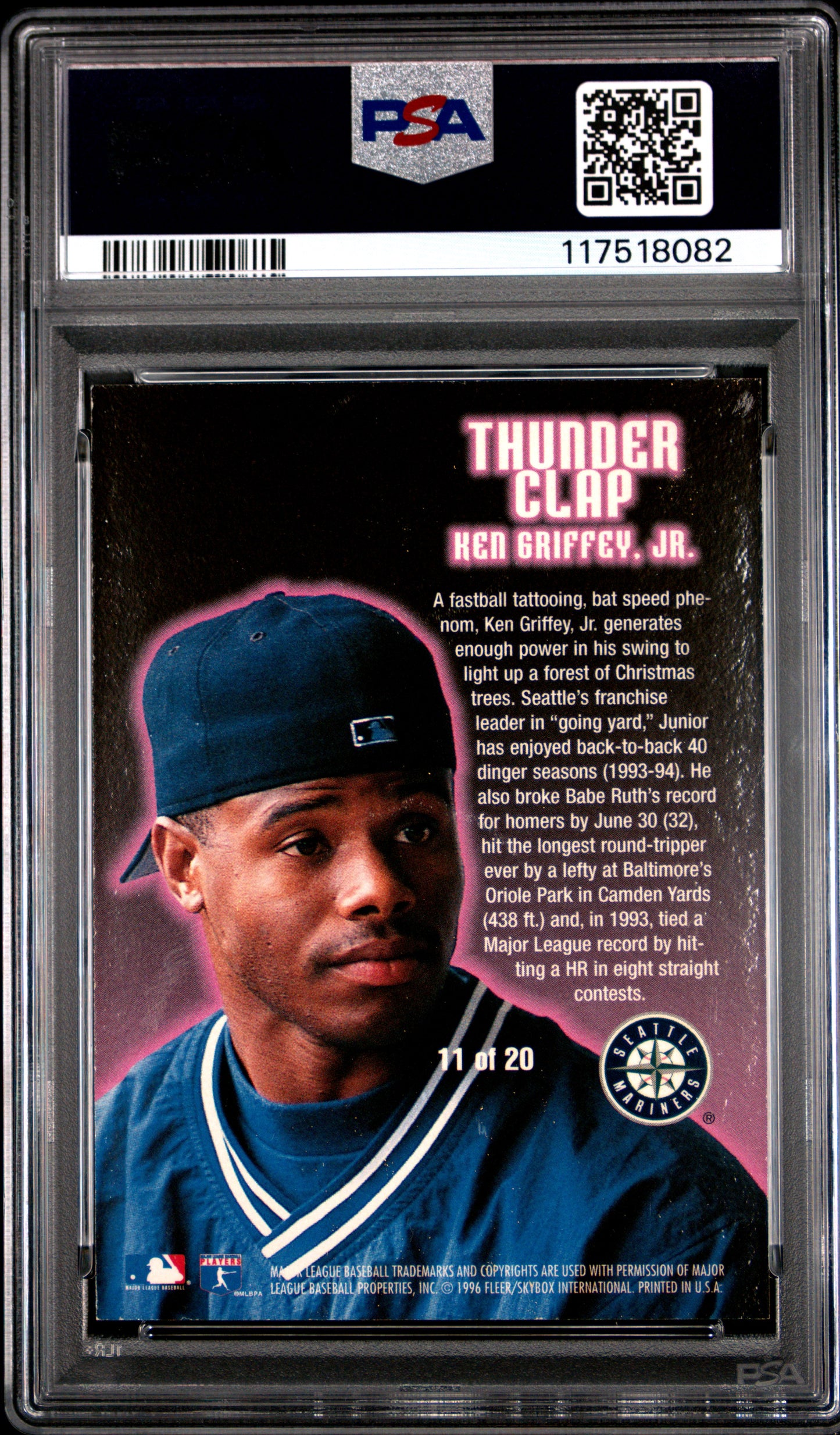 Ken Griffey Jr. 1996 Fleer Ultra Thunderclap PSA 6 Ex-Mint
