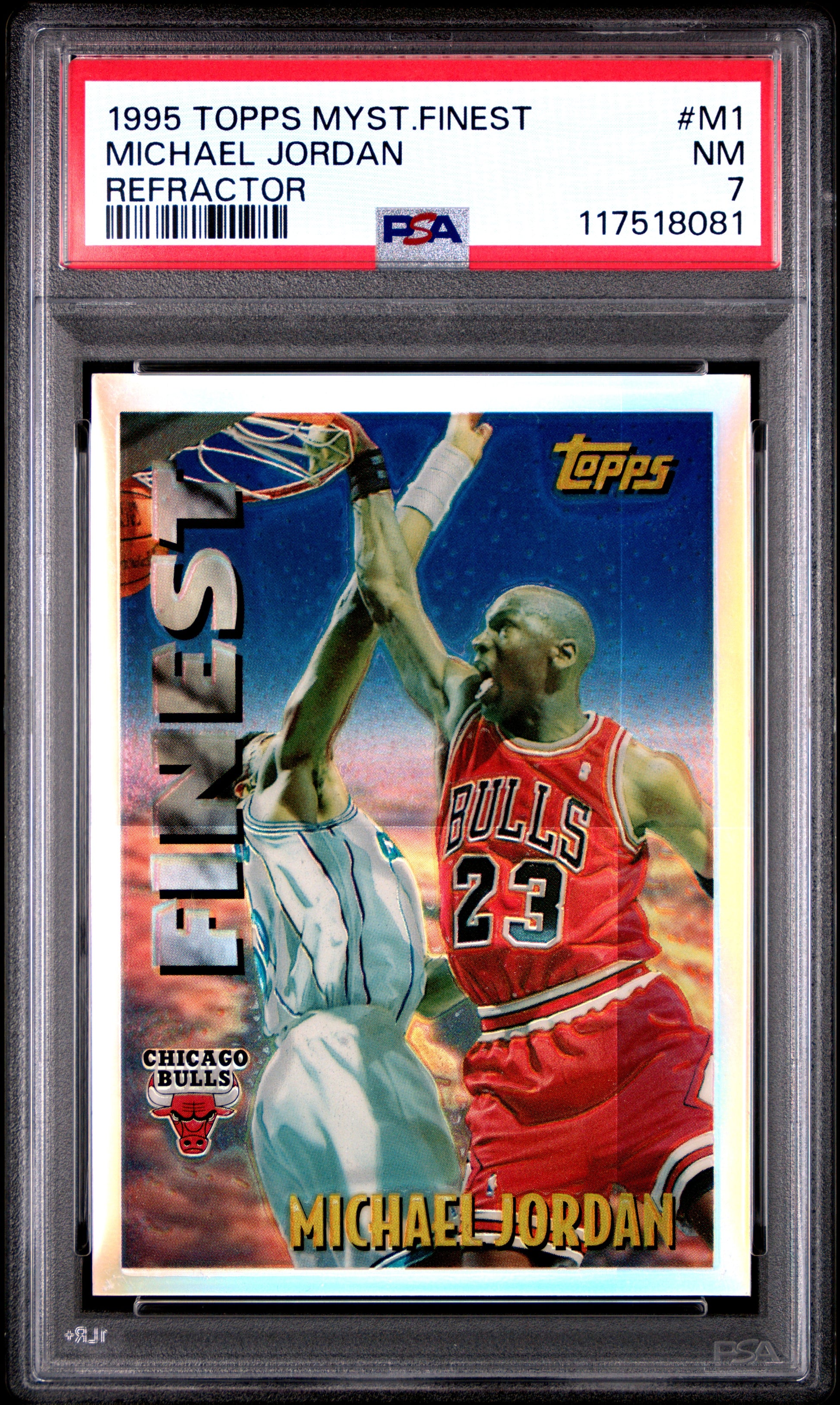 Michael Jordan 1995 Topps Finest Mystery Refractor PSA 7 Near Mint