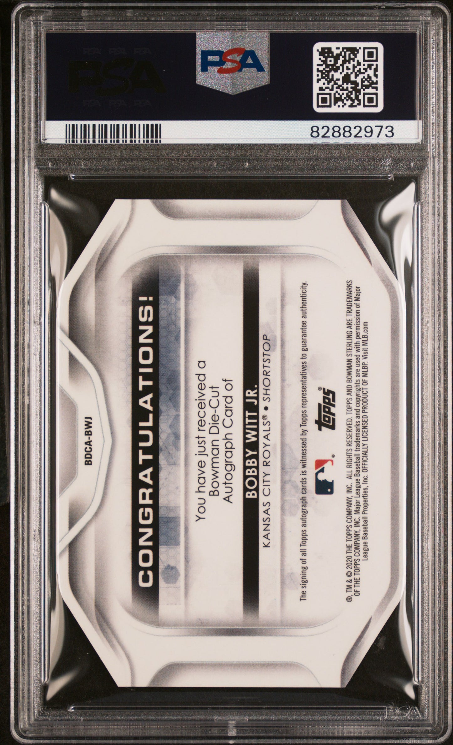 Bobby Witt Jr. 2020 Bowman Sterling Die-Cut Auto #59/99 PSA 10 Gem Mint