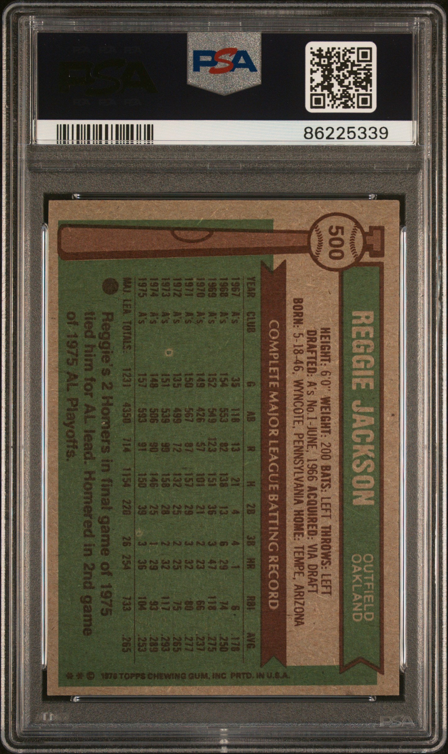 Reggie Jackson 1976 Topps #500 PSA 8 Nm-Mint