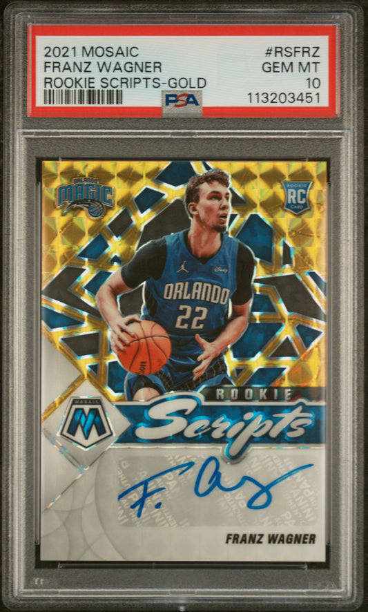Franz Wagner 2021 Panini Mosaic Rookie Scripts Gold PSA 10 Gem Mint