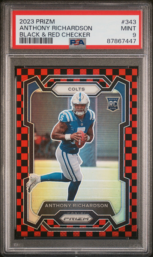 Anthony Richardson 2023 Panini Prizm Black and Red Checker PSA 9 Mint