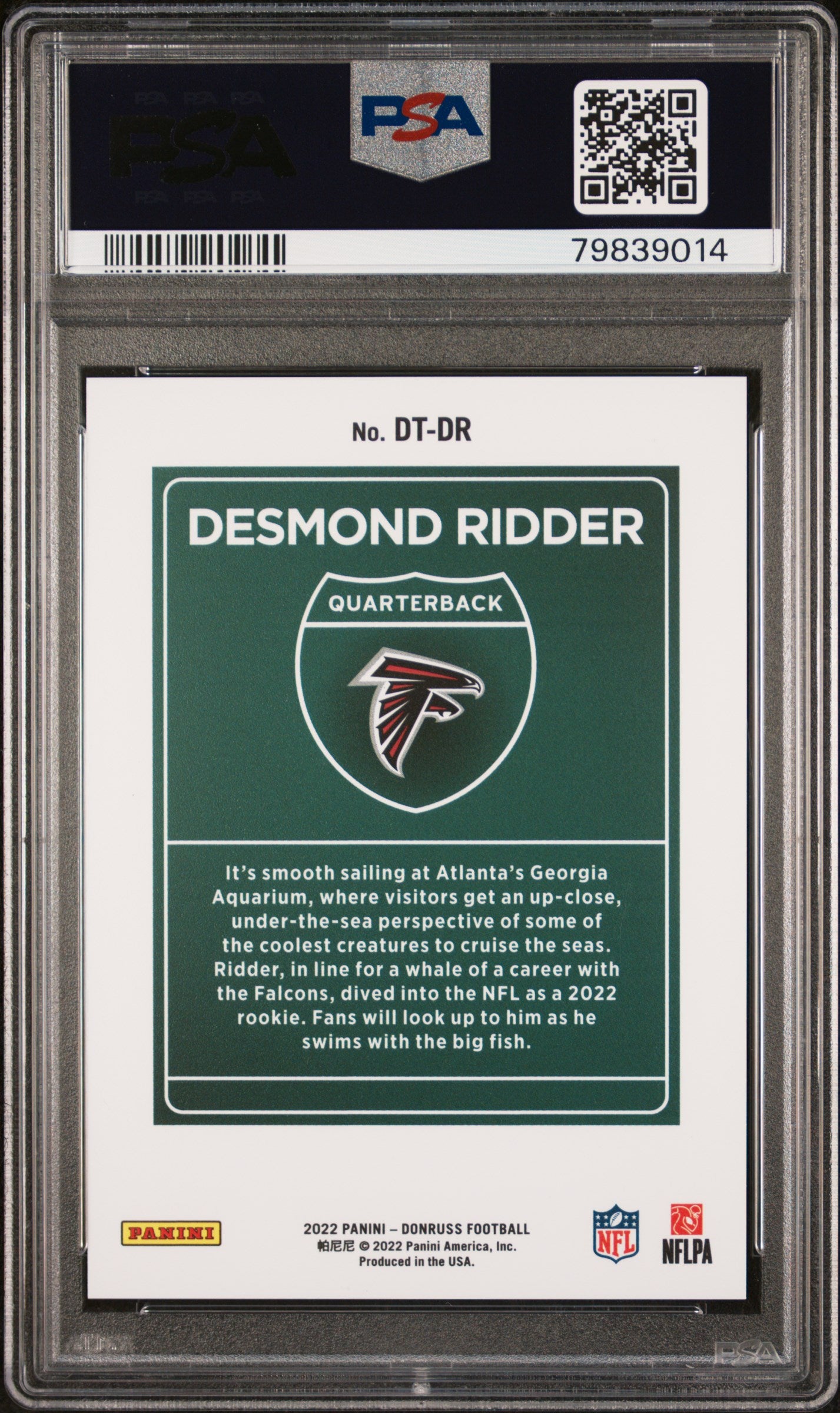 Desmond Ridder 2022 Donruss Downtown PSA 9 Mint