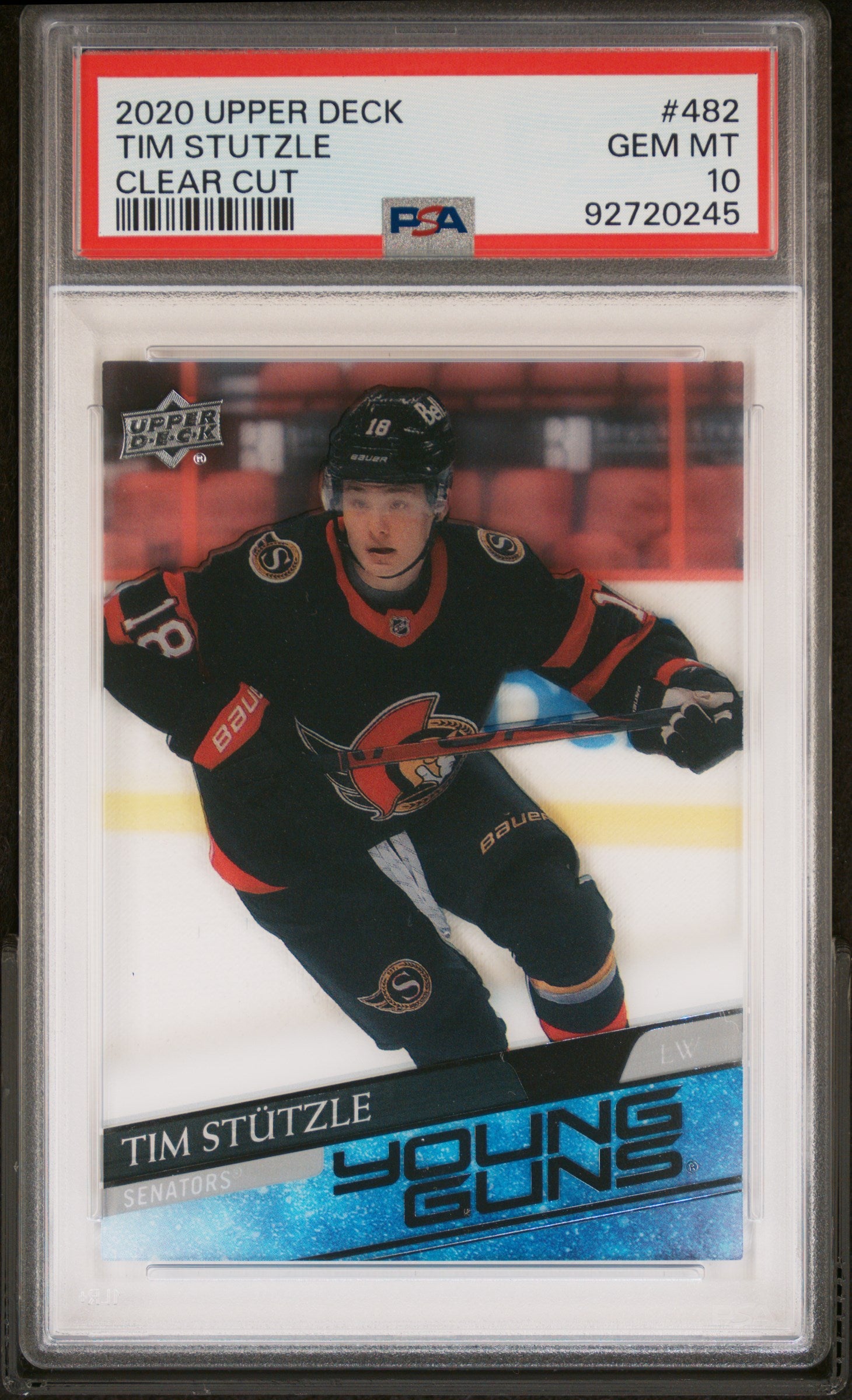Tim Stutzle 2020 Upper Deck Rookie #482 Clear Cut PSA 10 Gem Mint