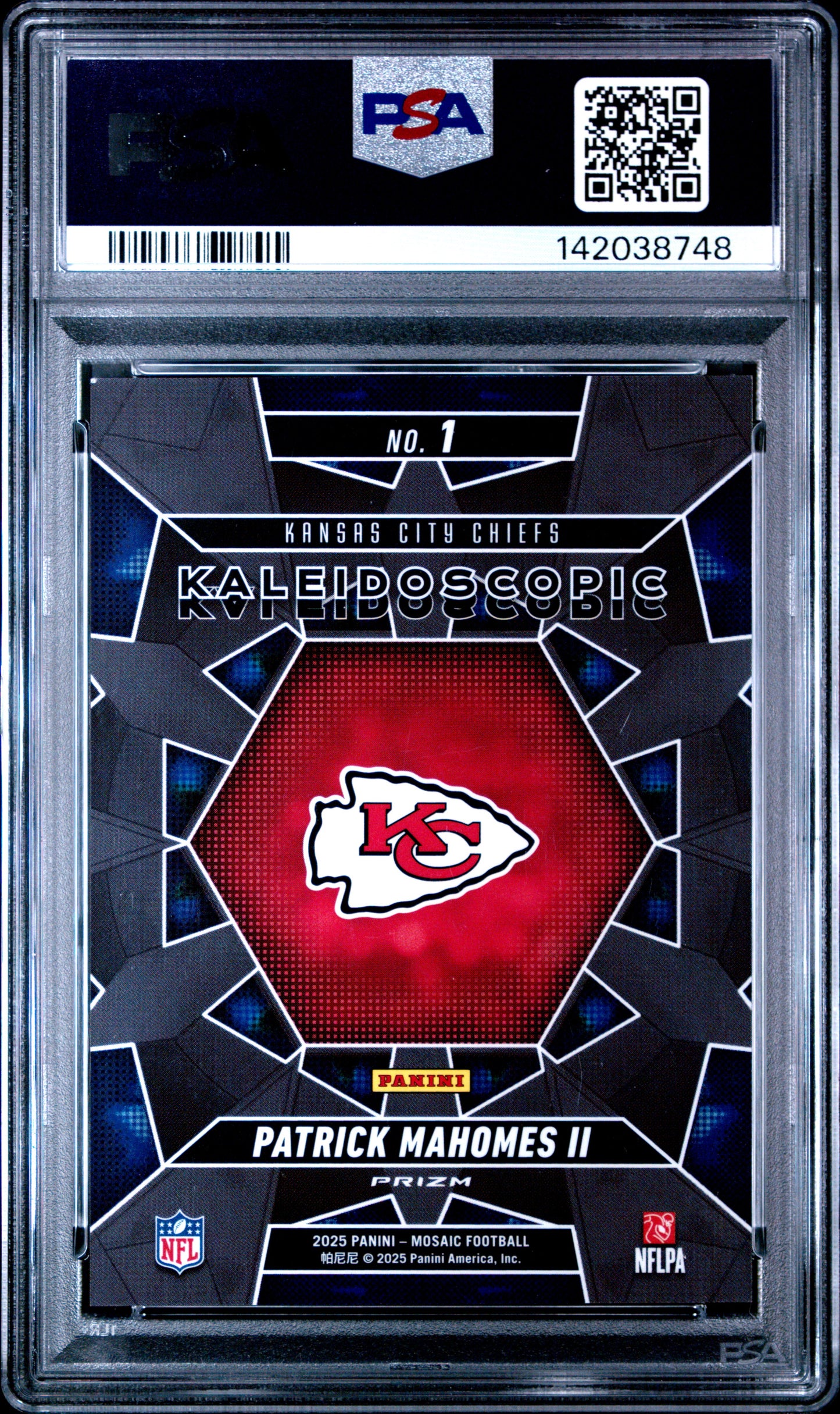 Patrick Mahomes 2025 Mosaic Kaleidoscopic #1 PSA 9 Mint