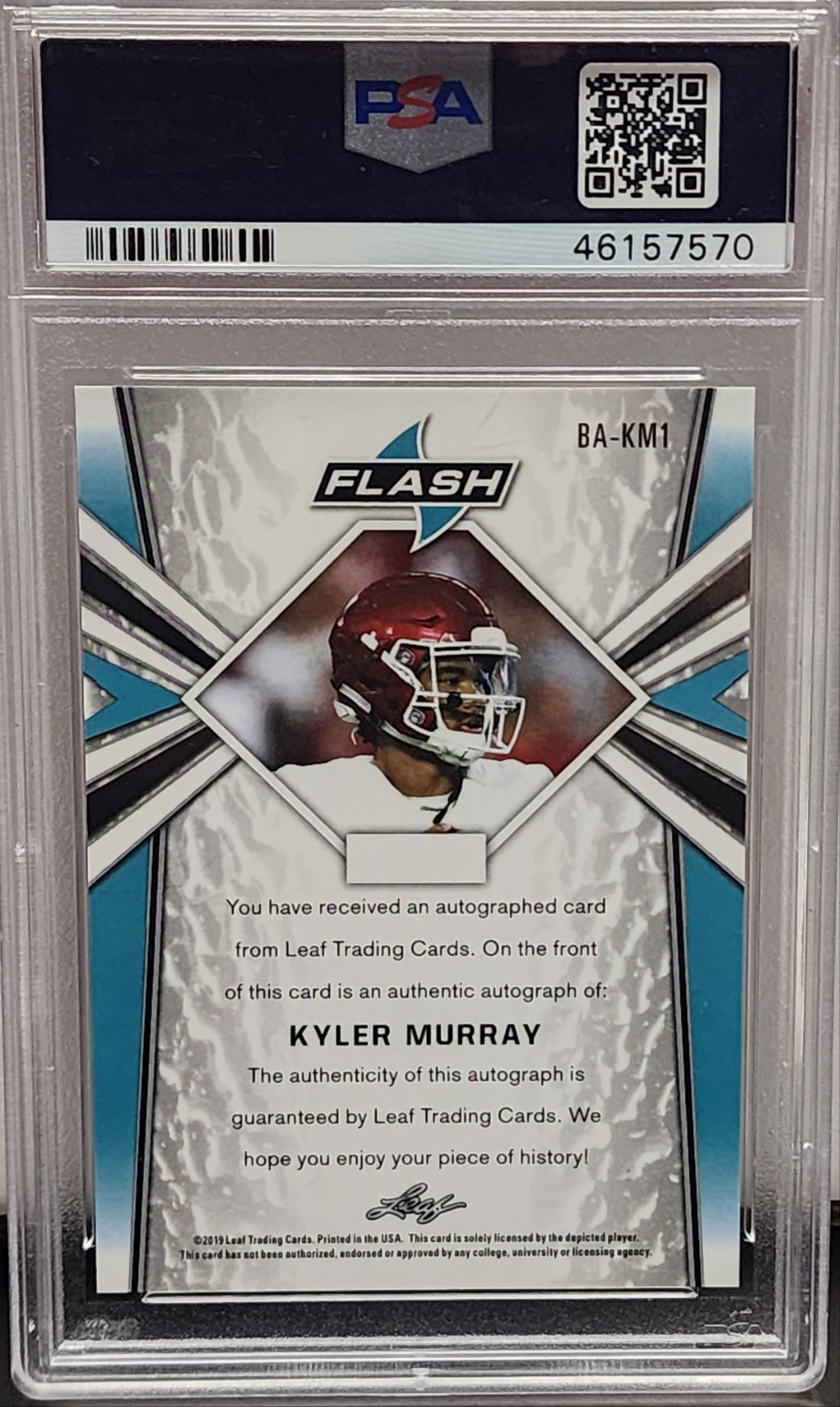 Kyler Murray 2019 Leaf Flash Autograph PSA 10 Gem Mint