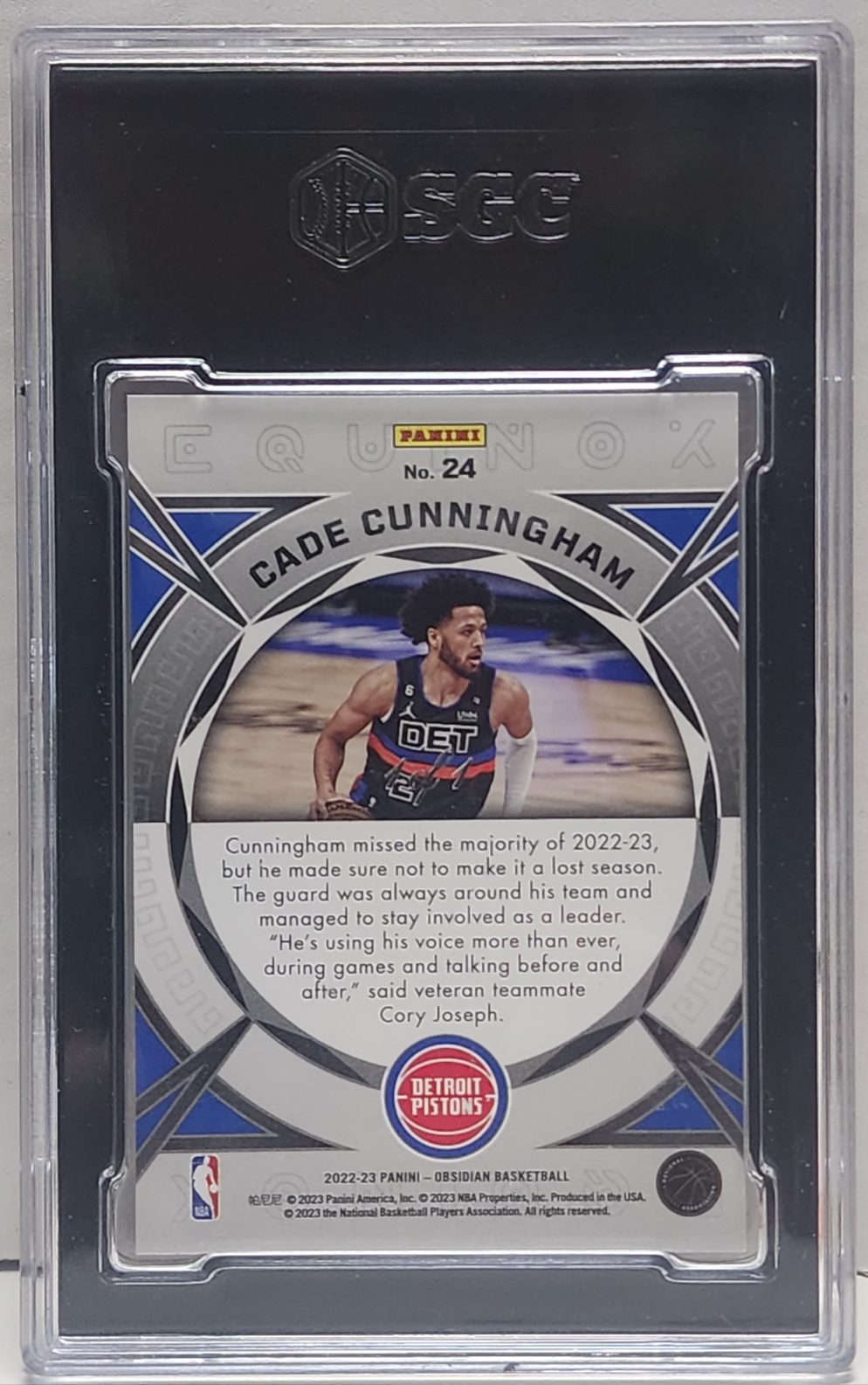Cade Cunningham 2022 Panini Obsidian Equinox Electric Etch White #1/1 SGC 9.5 Mint+