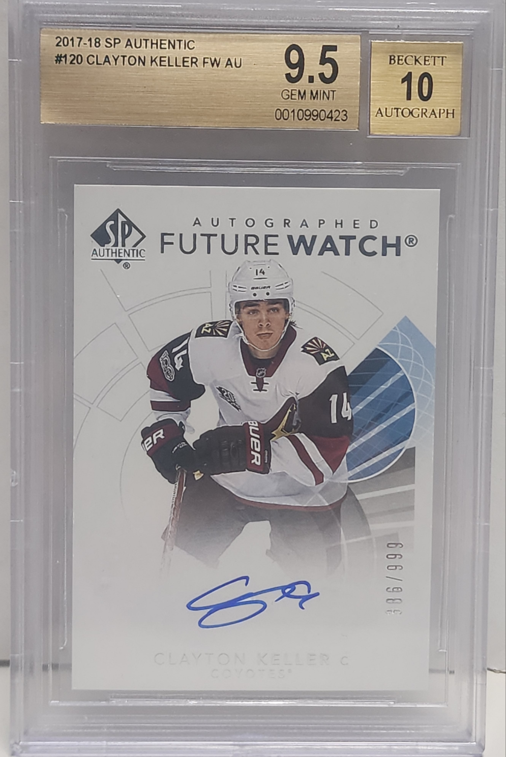 Clayton Keller 2017 Upper Deck SP Authentic Rookie Auto #386/999 BGS 9.5 Auto 10