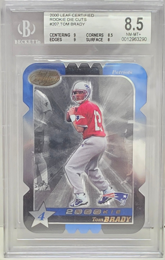 Tom Brady 2000 Leaf Certified Die-Cut Rookie #11/1500 BGS 8.5 Nm-Mint+