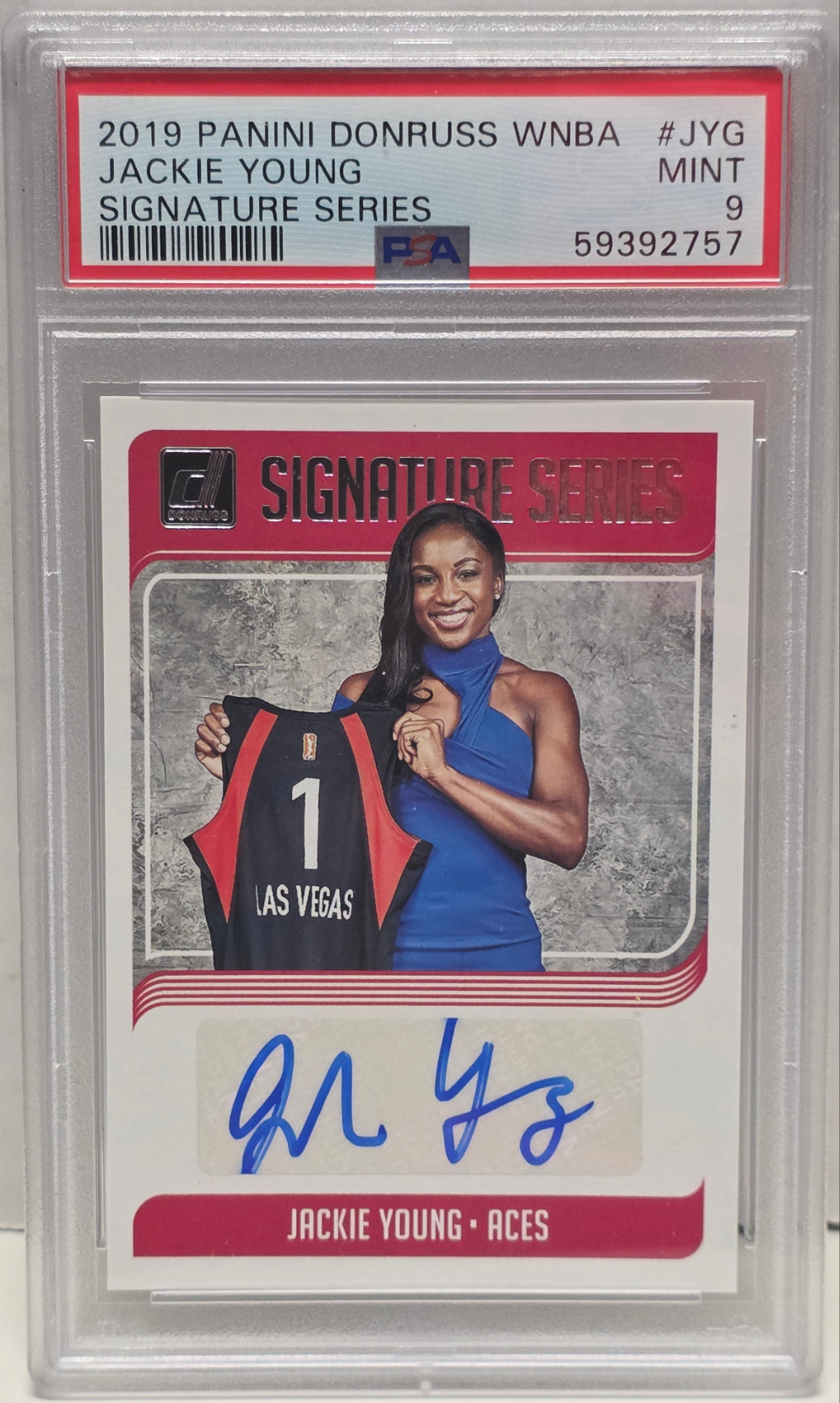 Jackie Young 2019 Donruss WNBA Signature Series Auto PSA 9 Mint