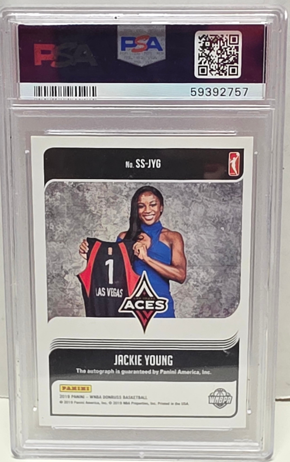 Jackie Young 2019 Donruss WNBA Signature Series Auto PSA 9 Mint