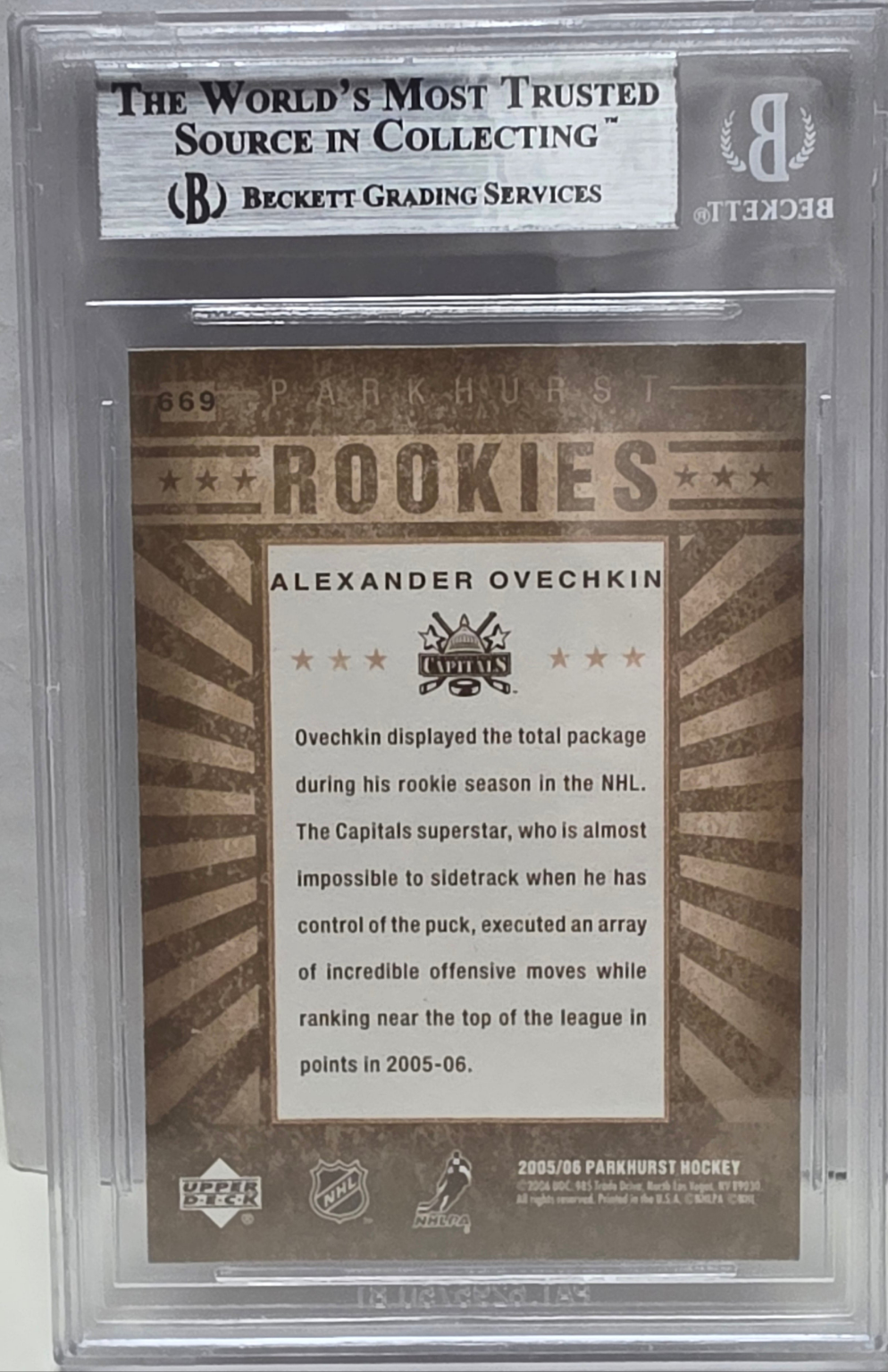 Alex Ovechkin 2005 Upper Deck Parkhurst #669 BGS 9 Mint