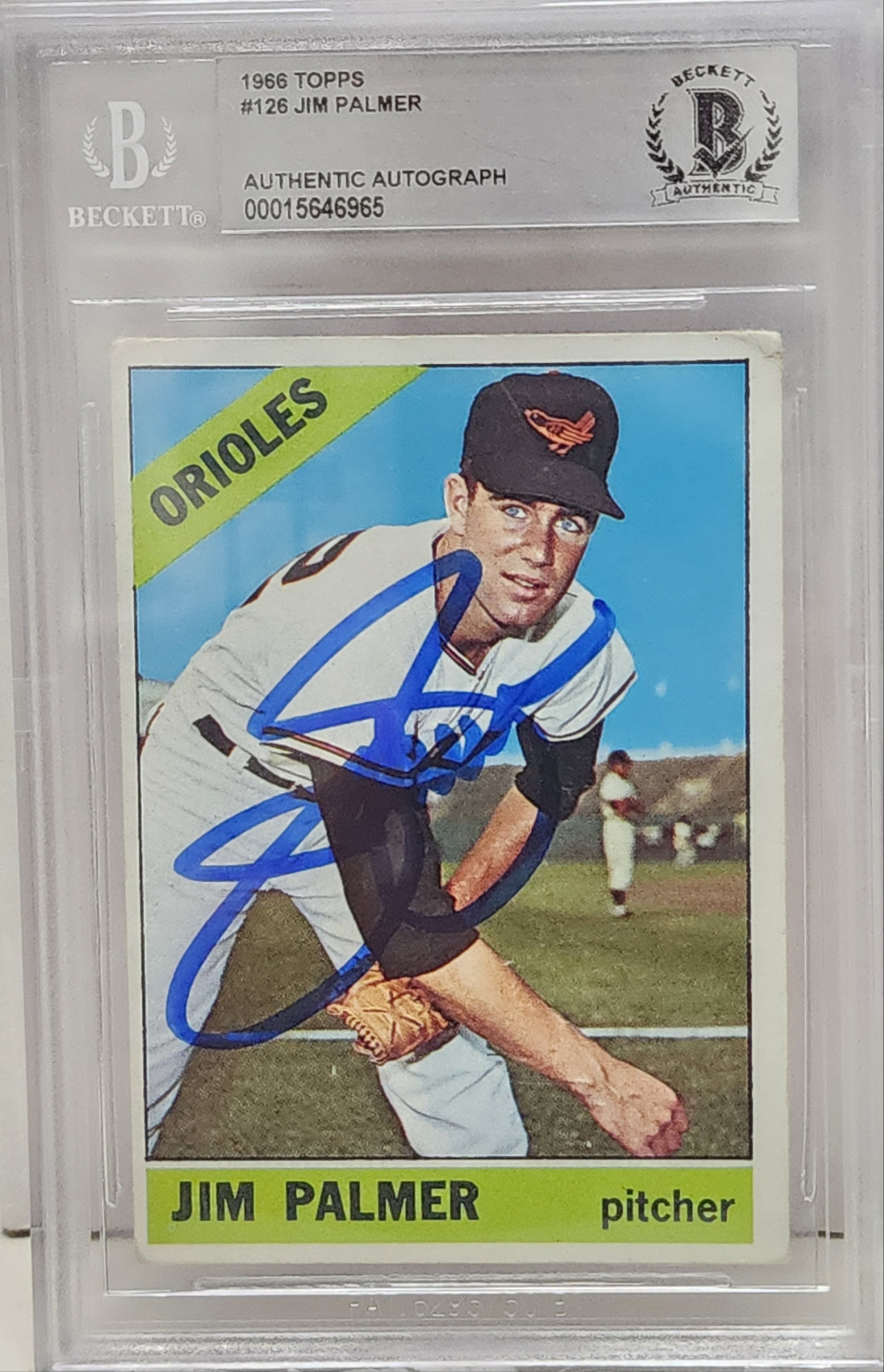 Jim Palmer 1966 Topps #126 Rookie Autograph BGS Auth 6965