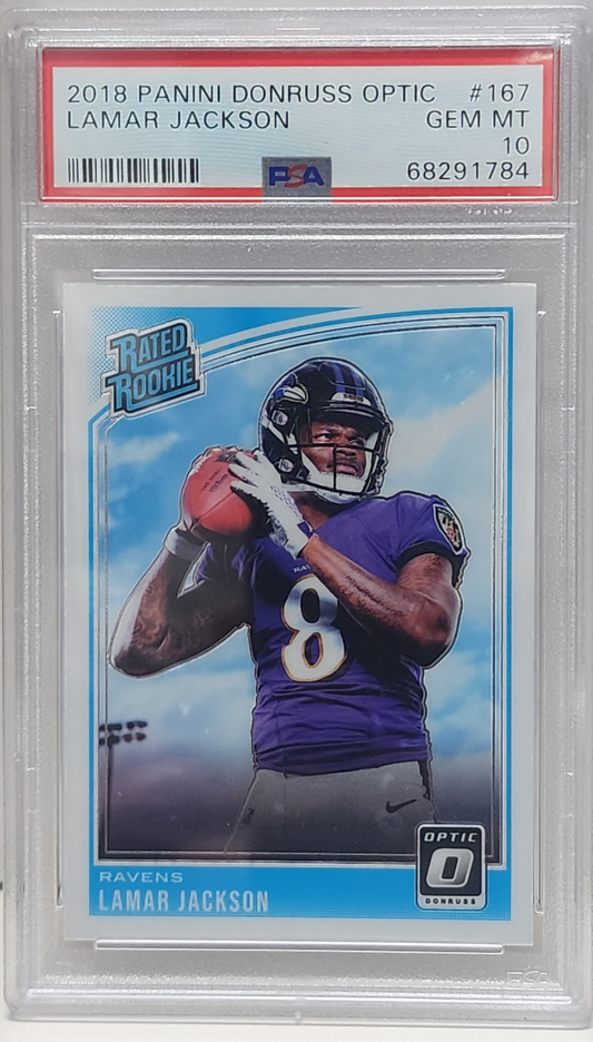 Lamar Jackson 2018 Panini Donruss Optic RC #167 PSA 10 Gem Mint