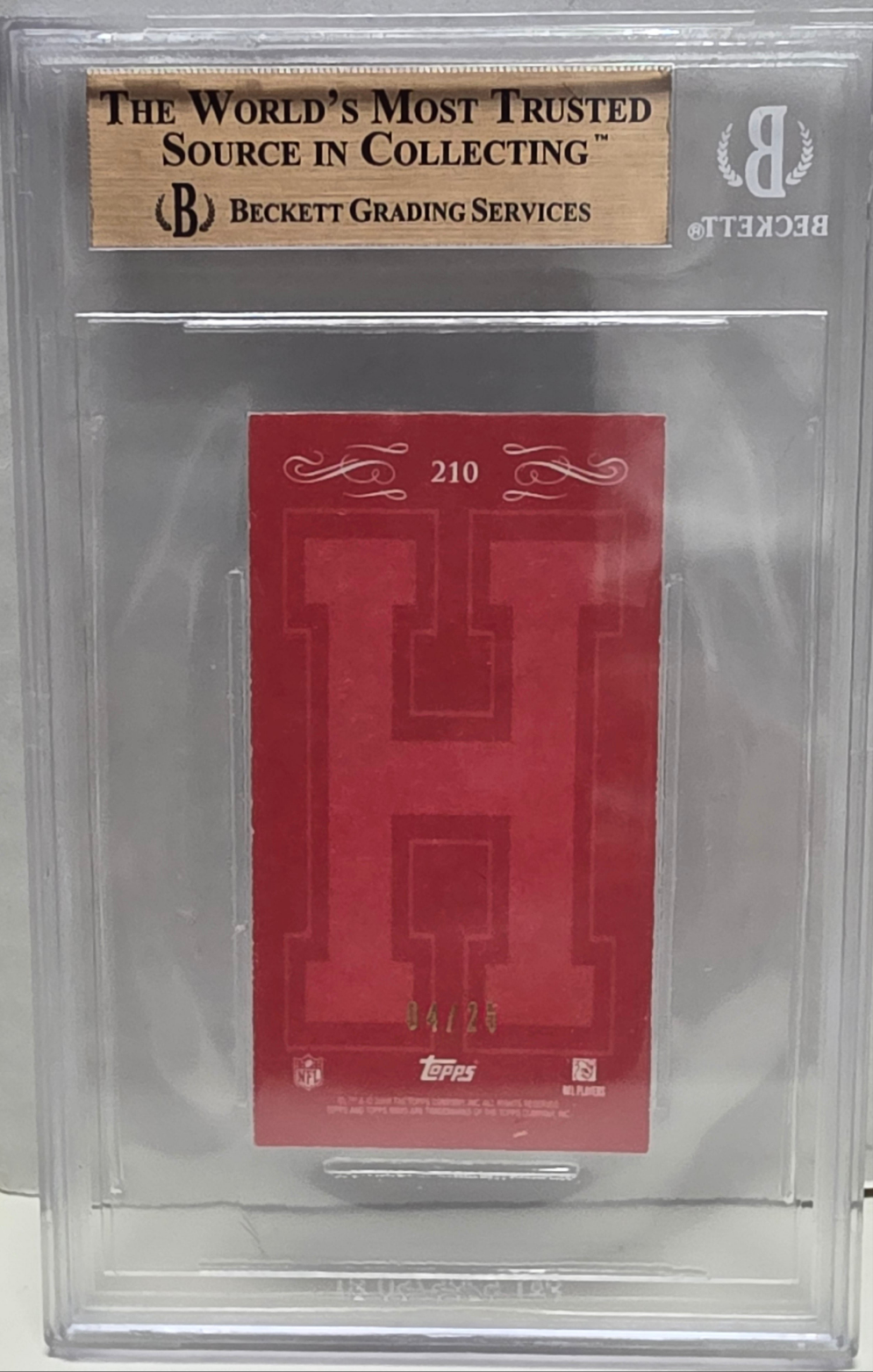 Tom Brady 2008 Topps Mayo Harvard Mini Red Back #4/25 BGS 9.5 Gem Mint