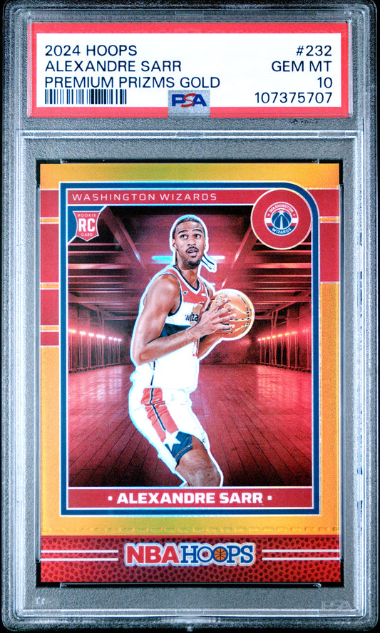 Alexandre Sarr 2024 Hoops PRemium Prizms Gold #8/10 PSA 10 Gem Mint