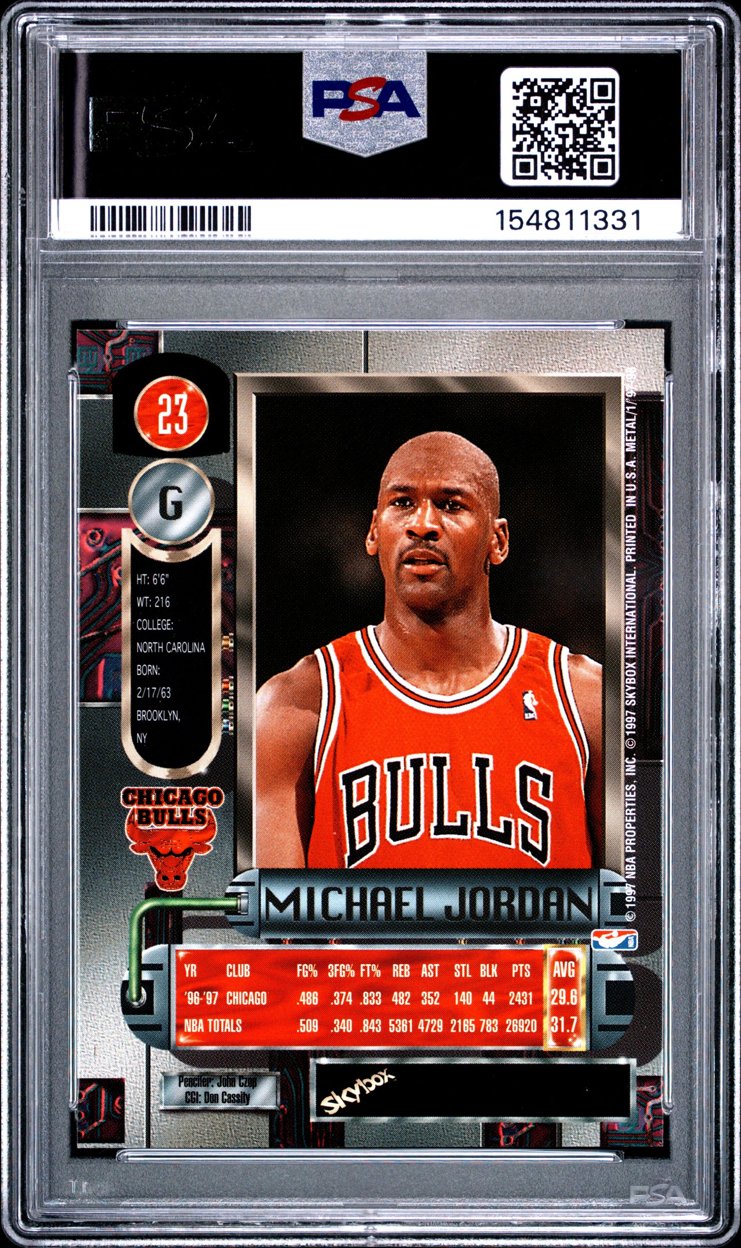 Michael Jordan 1997 Metal Universe #23 PSA 6 Ex-Mint 1331