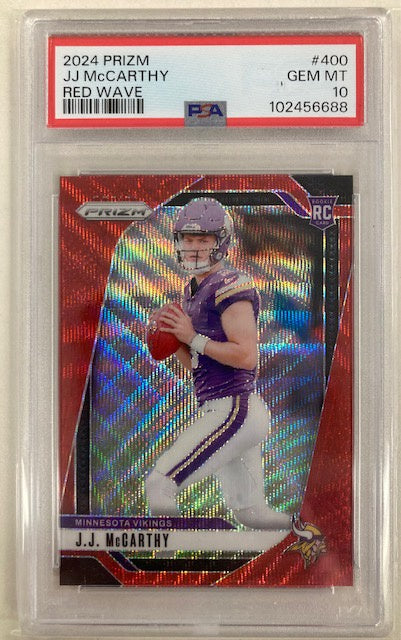 JJ McCarthy 2024 Panini Prizm #400 Rookie Red Wave Prizm 44/149 PSA 10 6688