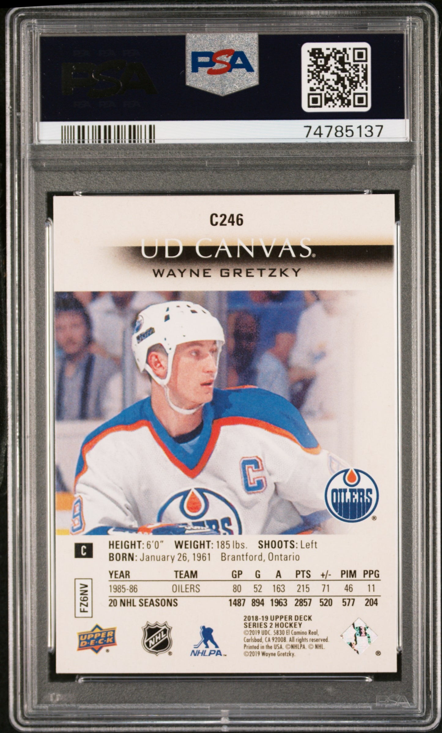 Wayne Gretzky 2018 Upper Deck Canvas #C246 PSA 10 Gem Mint