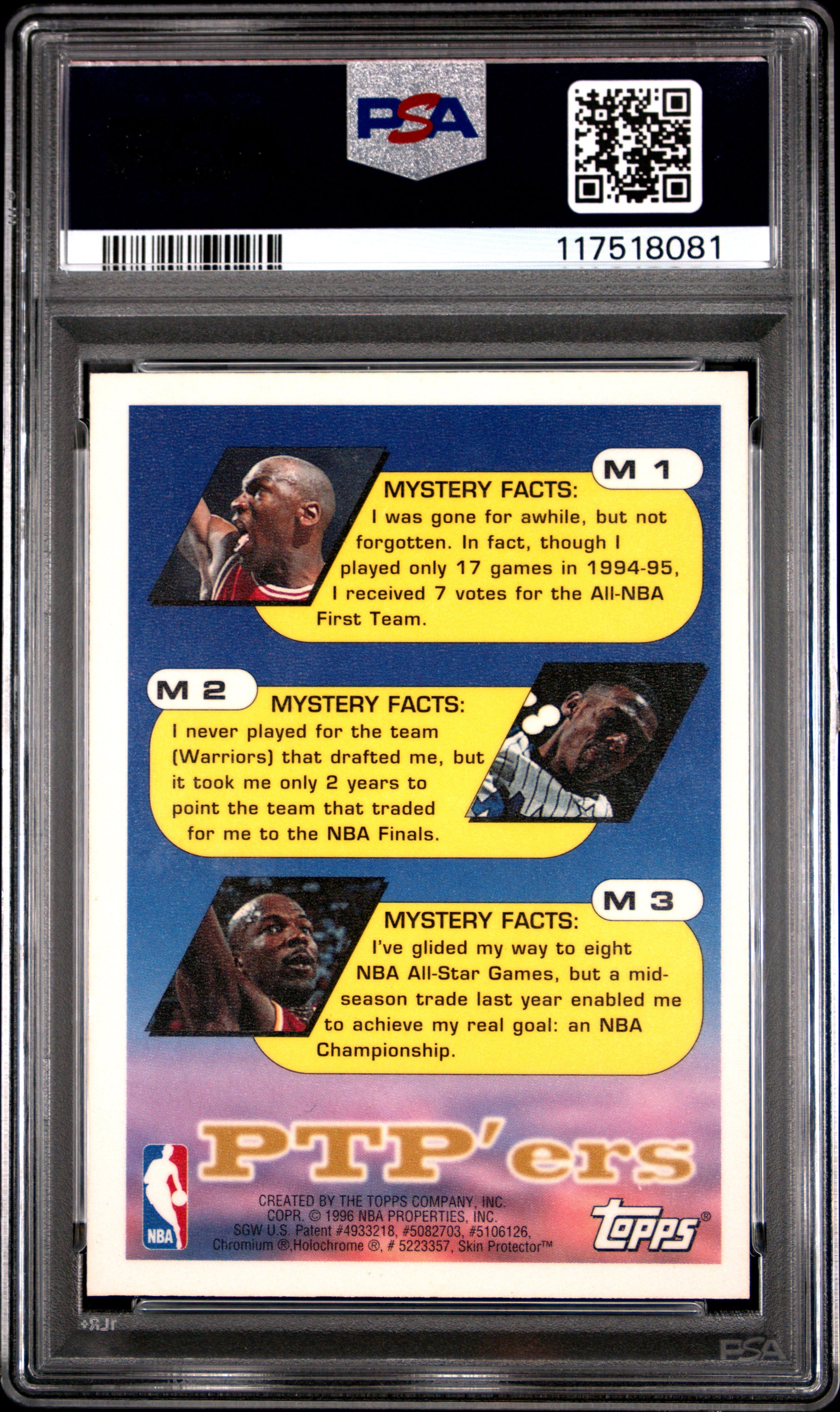 Michael Jordan 1995 Topps Finest Mystery Refractor PSA 7 Near Mint