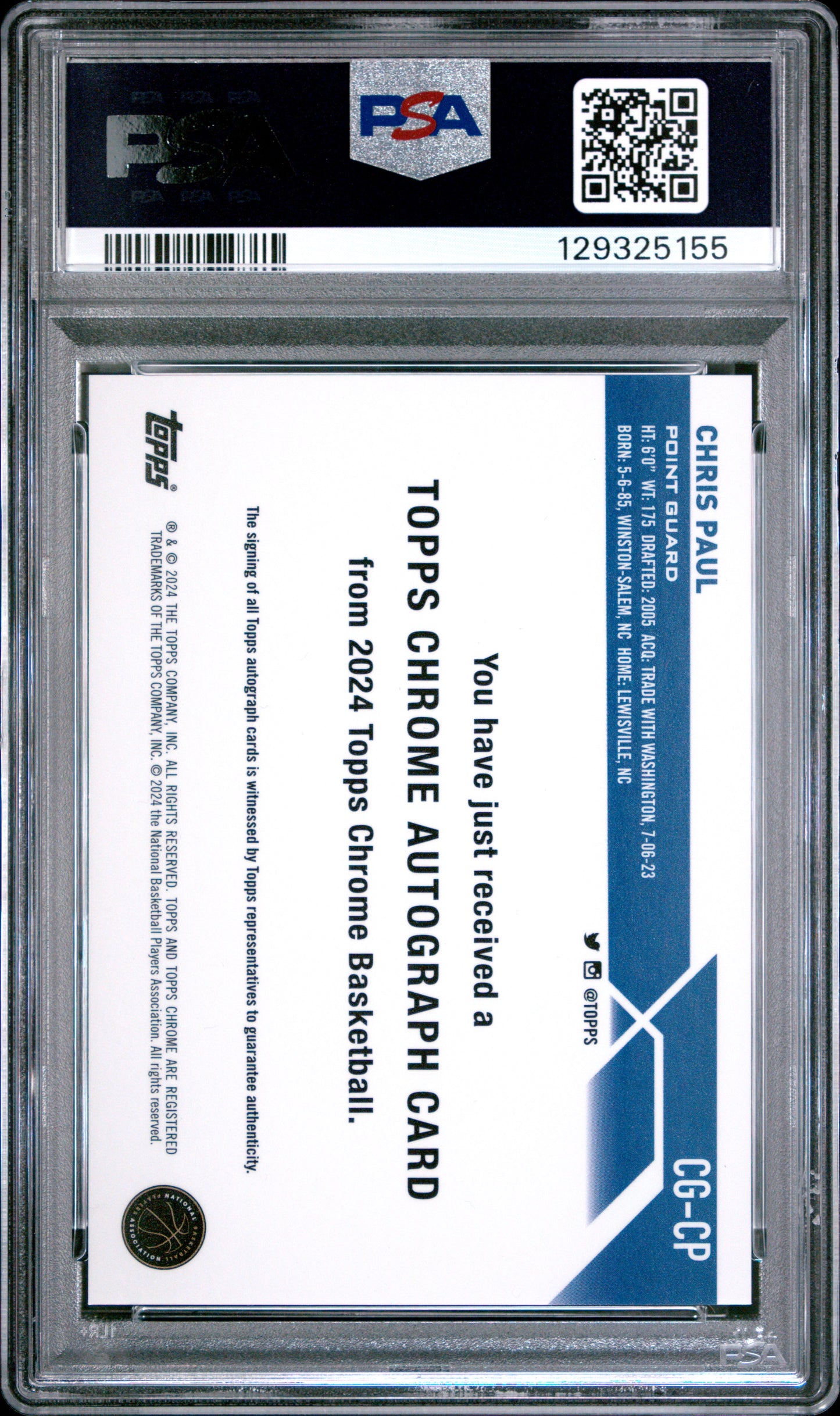 Chris Paul 2023 Topps Chrome Purple Geometric PSA 10 Gem Mint