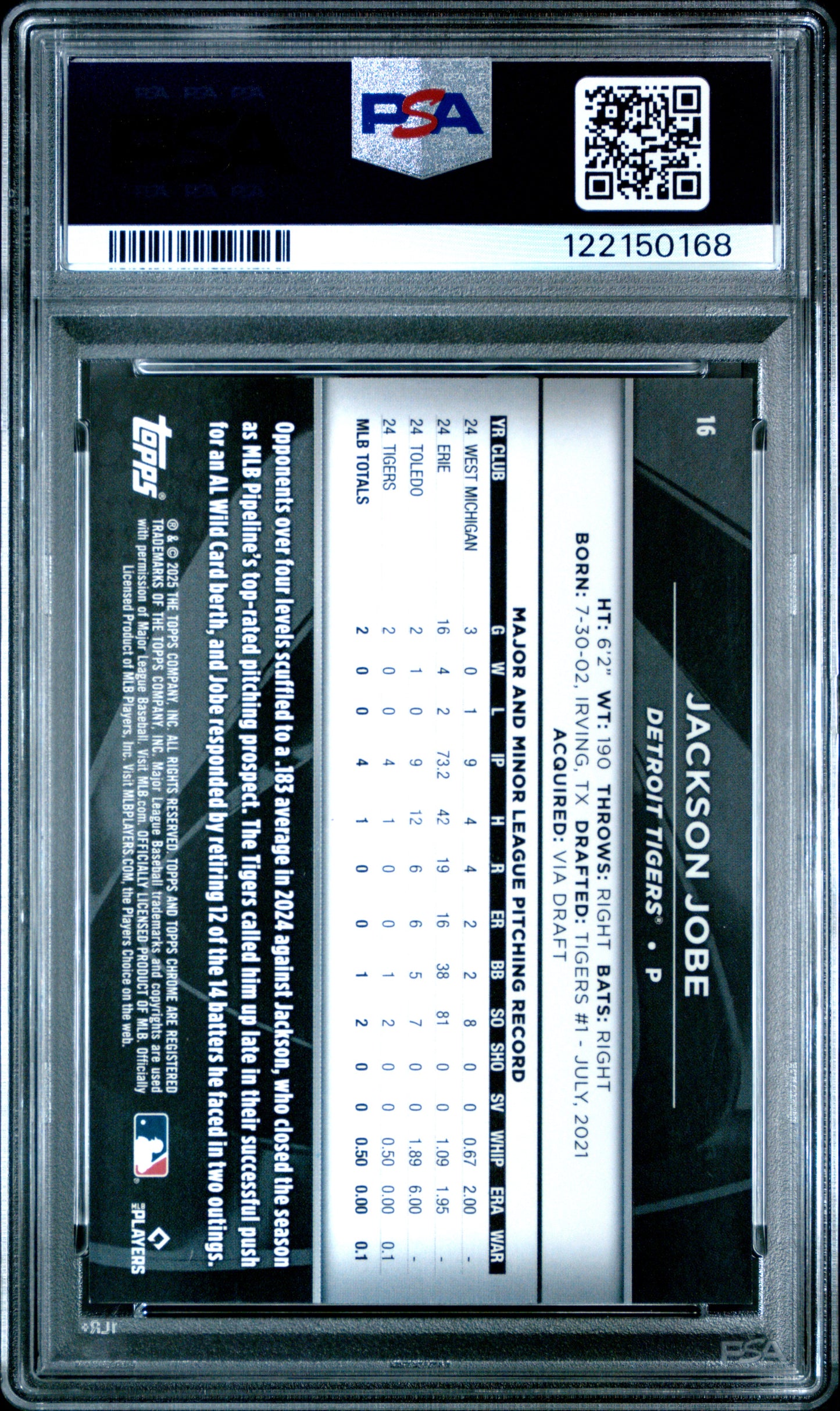 Jackson Jiobe 2025 Topps Chrome Black Variation Red Refractor #5/5 PSA 10 Gem Mint