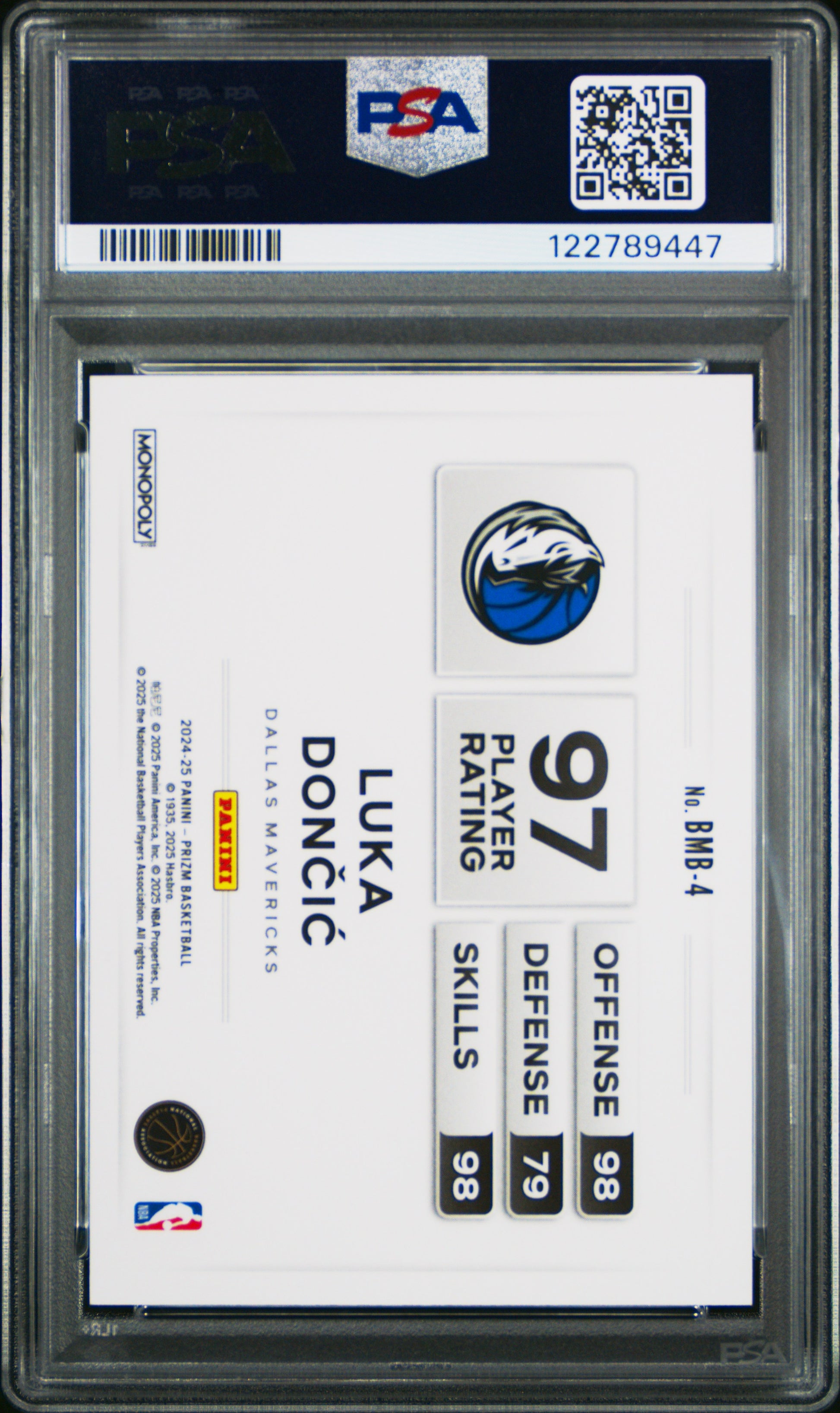 Luka Doncic 2024 Panini Prizm Monopoly Black Money Blast PSA 9 Mint