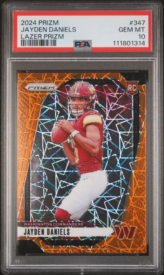 Jayden Daniels 2024 Panini Prizm #347 Lazer Prizm PSA 10 Gem Mint 1314