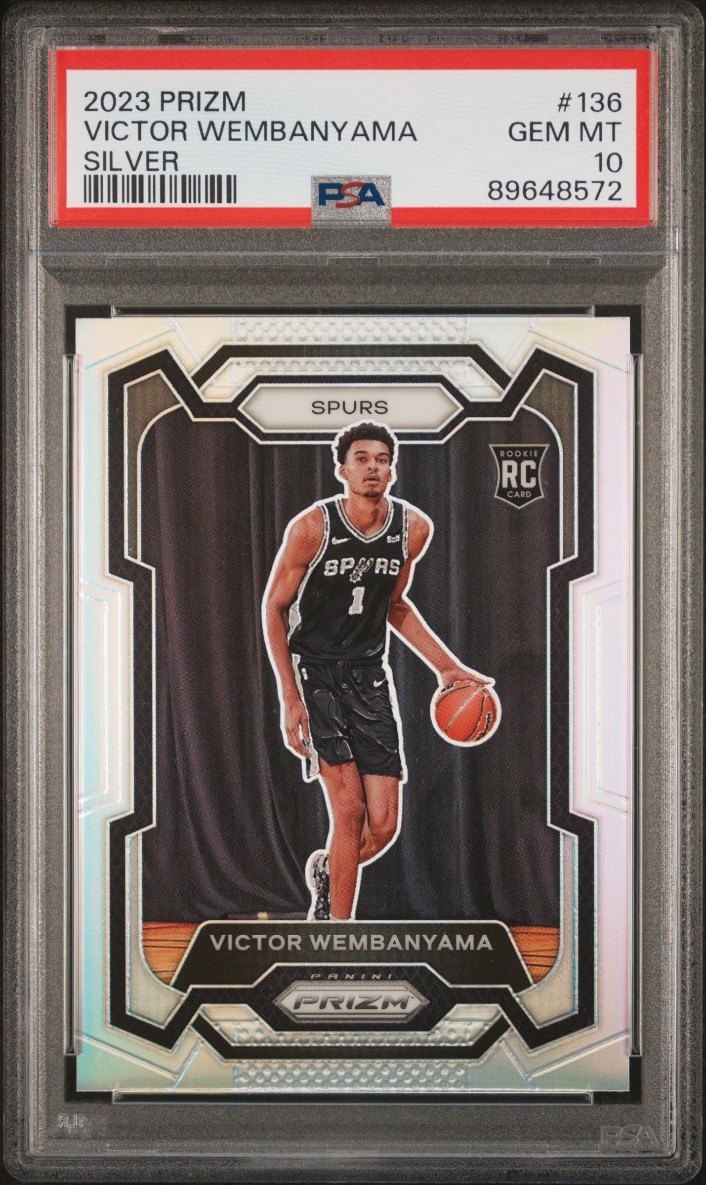Victor Wembanyama 2023 Panini Prizm Rookie #136 Silver Prizm PSA 10 Gem Mint 8572