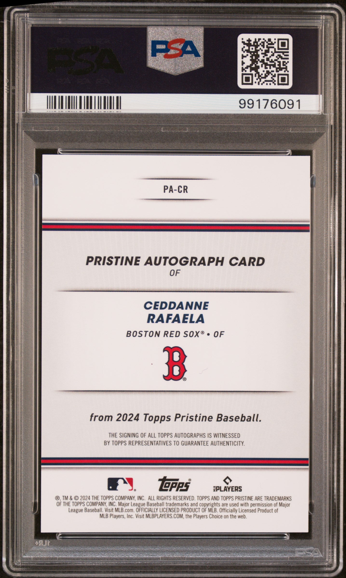 Ceddanne Rafaela 2024 Topps Pristine Rookie Auto PSA 10 Gem Mint