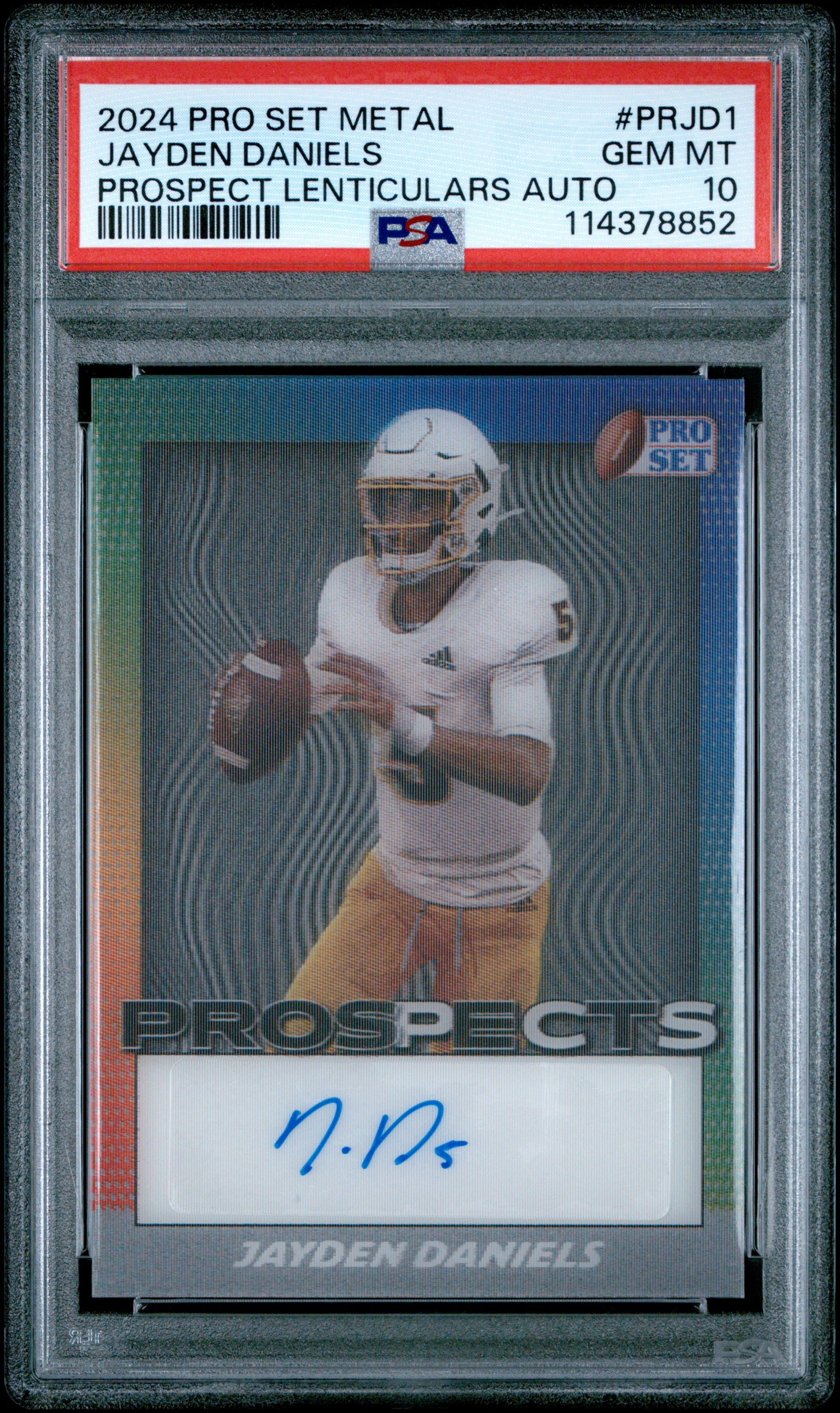 Jayden Daniels 2024 Pro Set Metal Lenticulars Auto PSA 10 Gem Mint