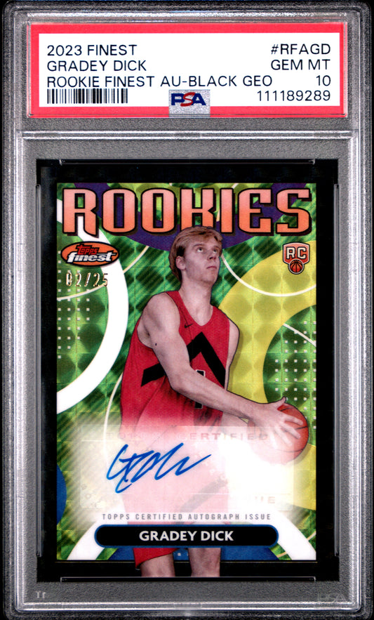 Gradey Dick 2023 Topps Finest Black Geometric Auto #2/25 PSA 10 Gem Mint