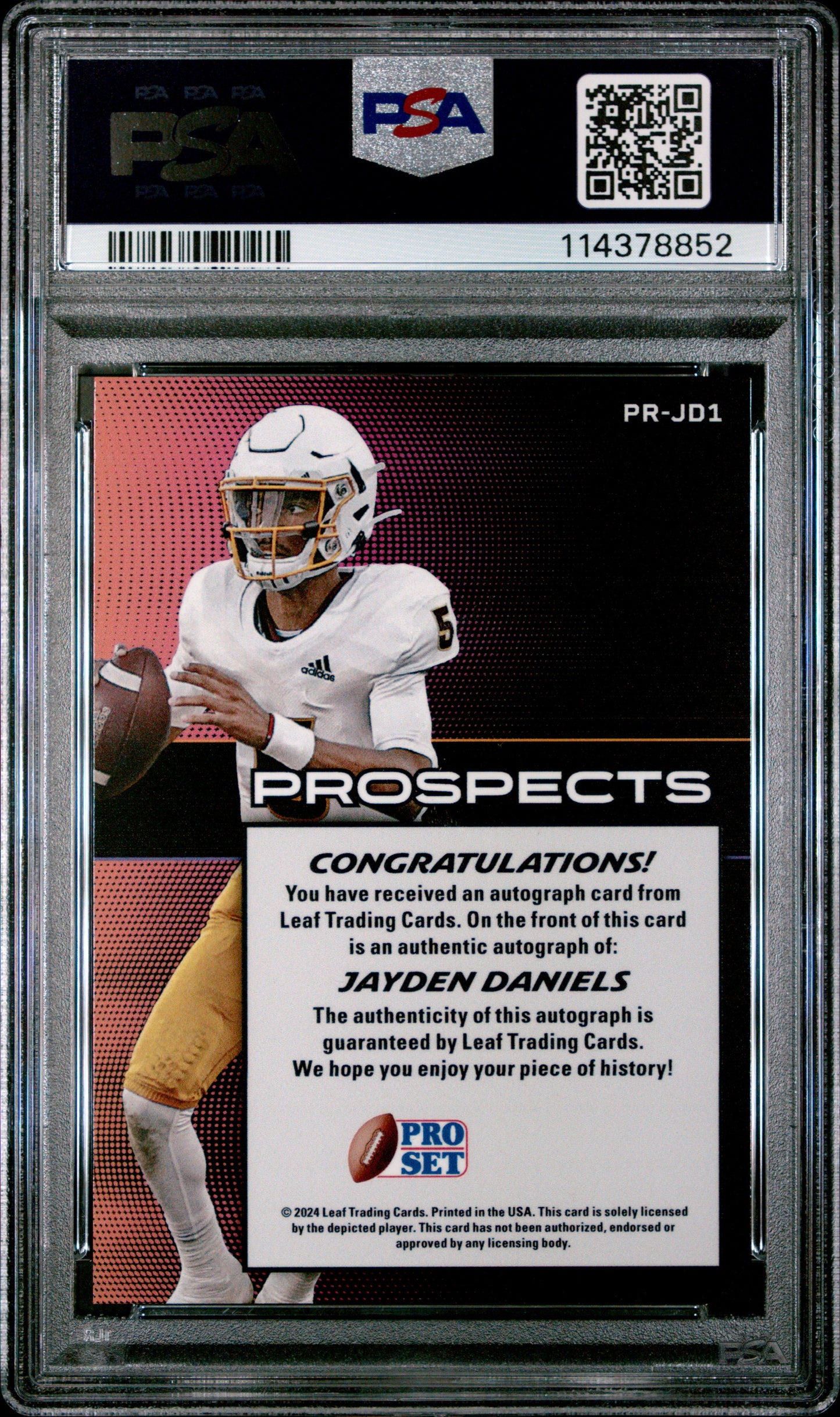 Jayden Daniels 2024 Pro Set Metal Lenticulars Auto PSA 10 Gem Mint