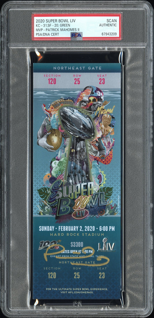 Patrick Mahomes 2020 Super Bowl Full Ticket Autograph PSA Auth