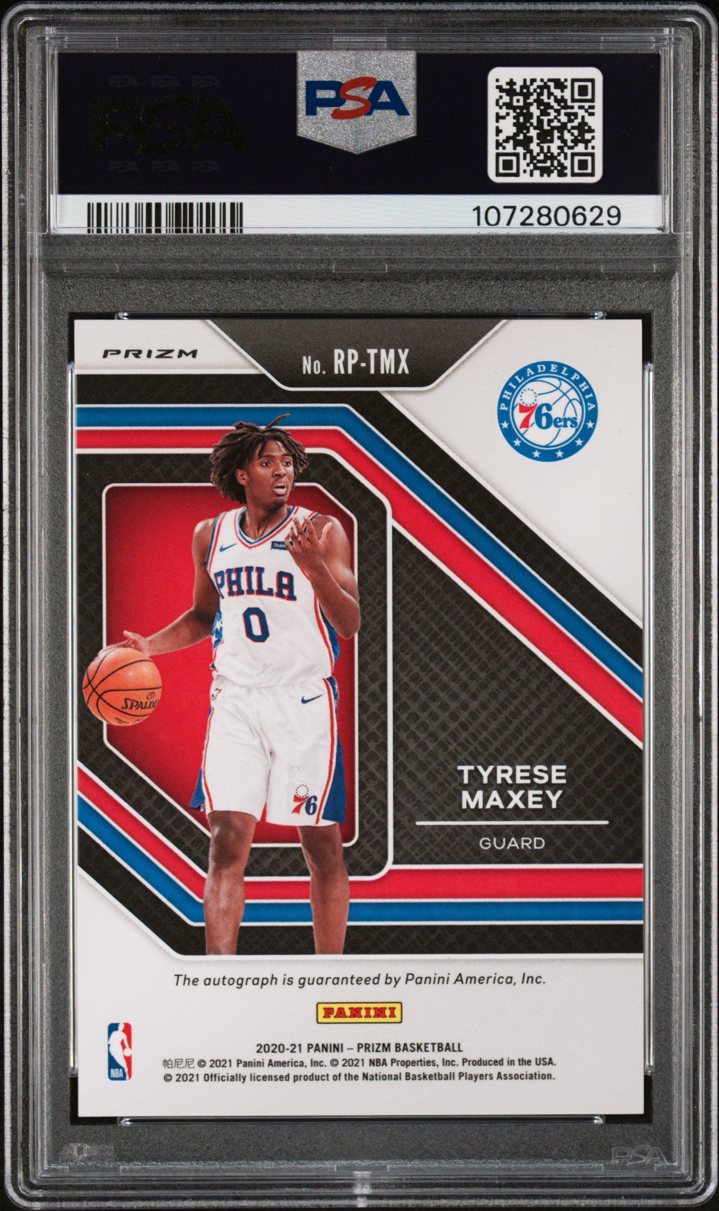 Tyrese Maxey 2020 Panini Prizm Penmanship Silver Auto PSA 9 Mint