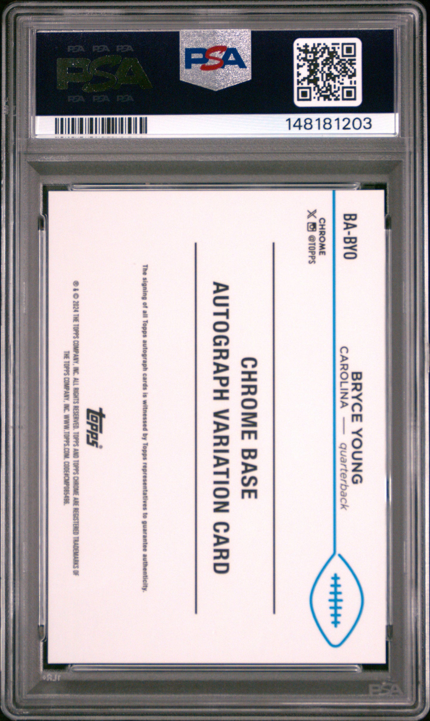 Bryce Young 2024 Topps Chrome Green Geometric Auto #44/99 PSA 9 Mint