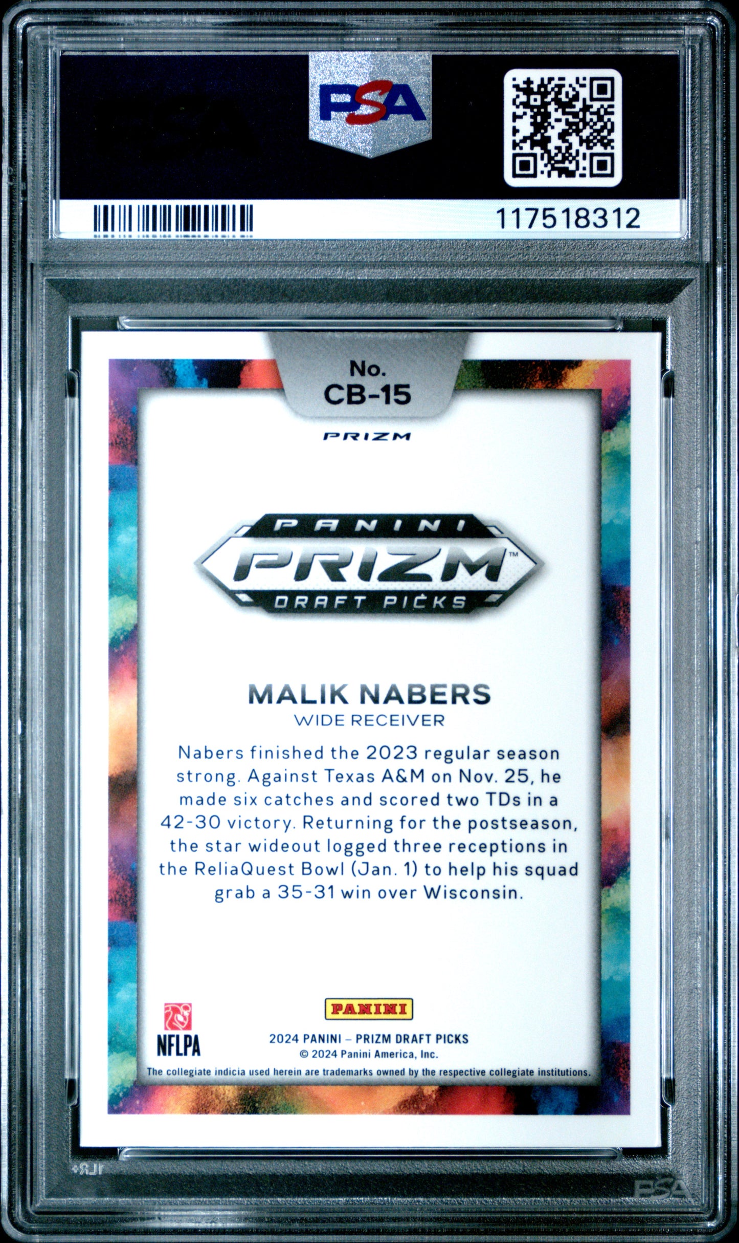Malik Nabers 2023 Panini Prizm Draft Black Color Blast PSA 10 Gem Mint