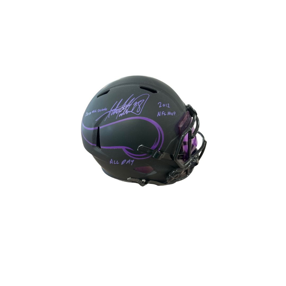 Adrian Peterson Signed Riddell Eclipse Speed Replica Helmet Beckett Authentication