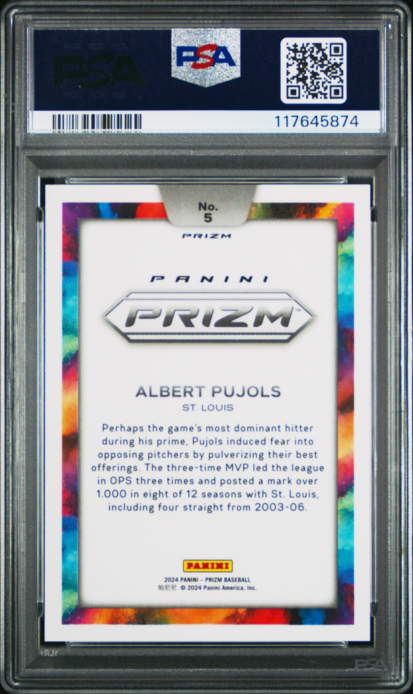 Albert Pujols 2024 Panini Prizm Color Blast PSA 10 Gem Mint