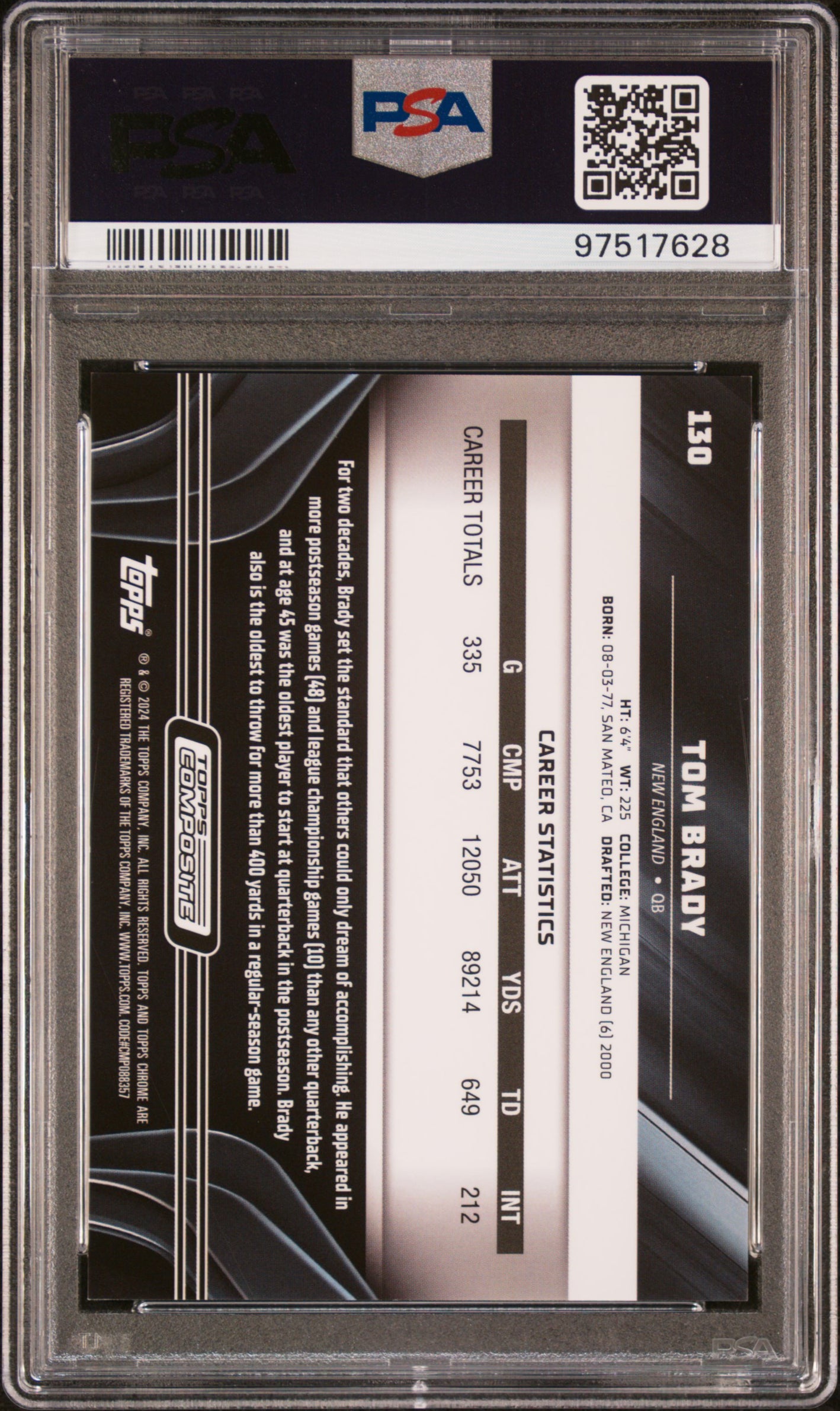 Tom Brady 2023 Topps Composite Gold Mini Diamond Refractor #38/50 PSA 10 Gem Mint
