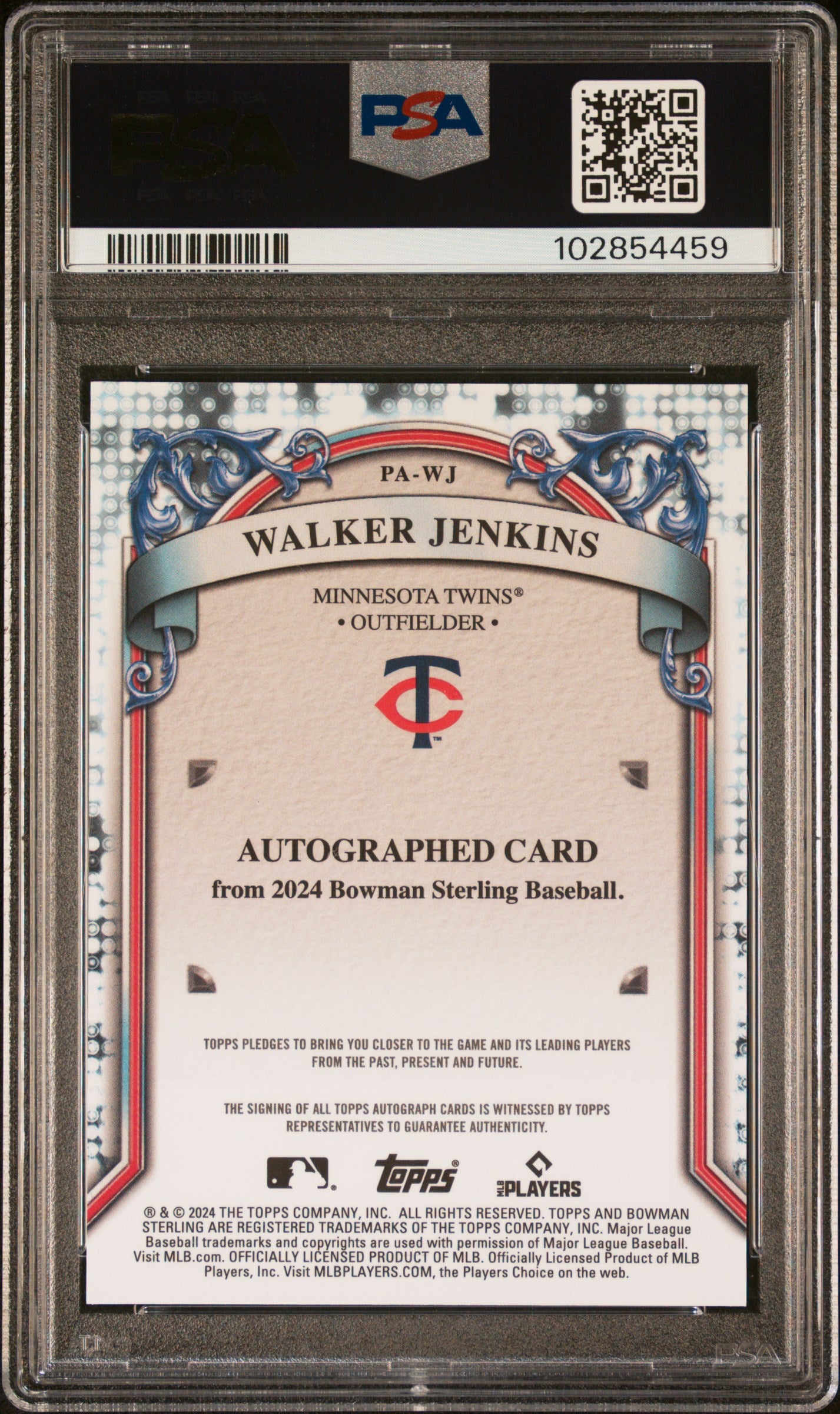 Walker Jenkins 2024 Bowman Sterling Wave Refractor Auto #108/125 PSA 10 Gem Mint