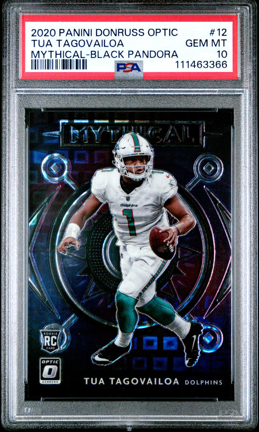 Tua Tagovailoa 2020 Donruss Optic Mythical Black Pandora #12/25 PSA 10 Gem Mint