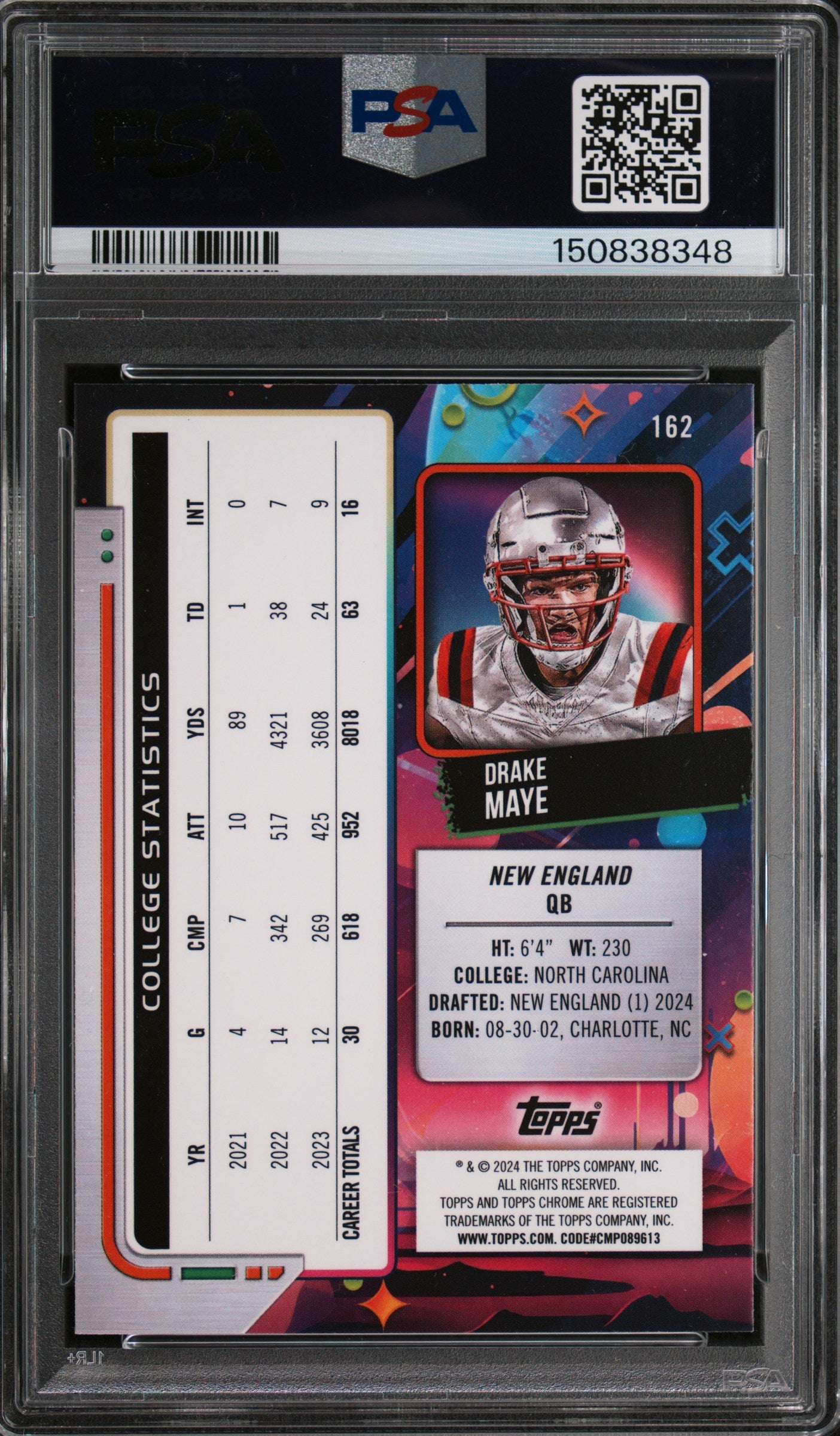 Drake Maye 2024 Topps Cosmic Chrome Rookie #162 PSA 10 Gem Mint
