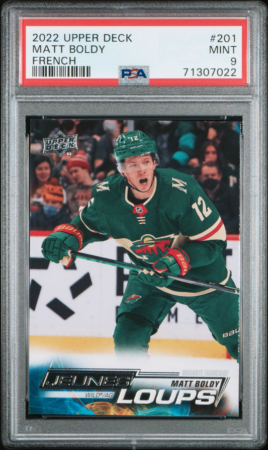 Matt Boldy 2022 Upper Deck Rookie #210 French PSA 9 Mint